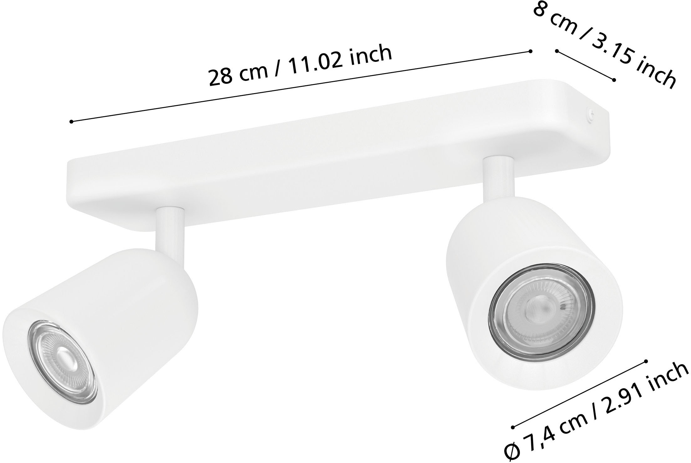EGLO Deckenspot »CAMALDOLI Spotlampe - Stahl - GU10 - 2X10W - IP20« GU10 1 Stk. Wandleuchte, Wandspot, schwenkbar, Strahler, L30 x B4,5 x H11,5 cm