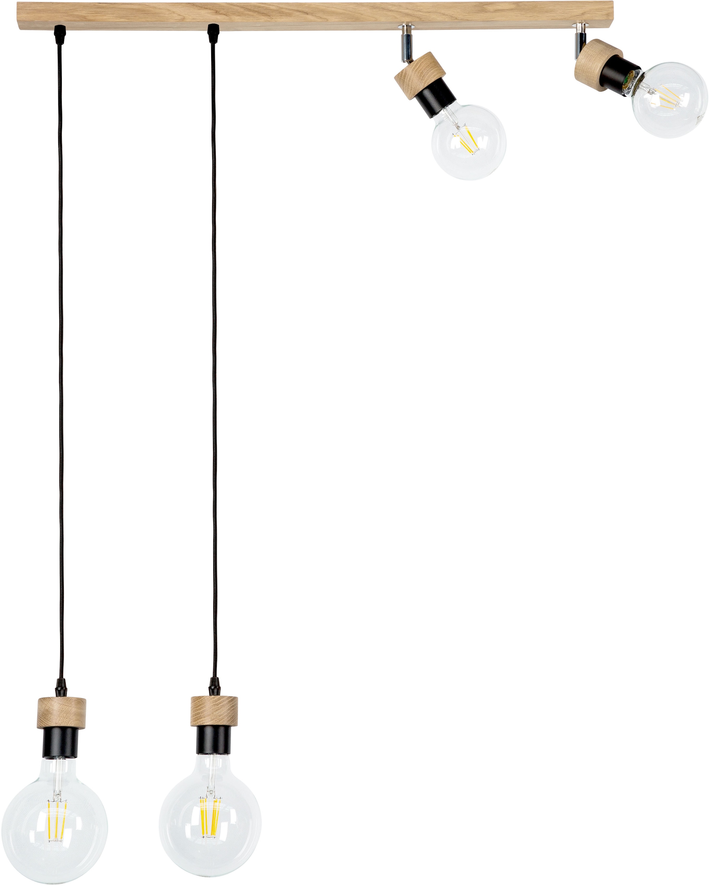 BRITOP LIGHTING Pendelleuchte »CLARTE«, 4 flammig, Leuchtmittel E27 | Leuchtmittel wechselbar-ohne Leuchtmittel, Naturprodukt aus Eichenholz