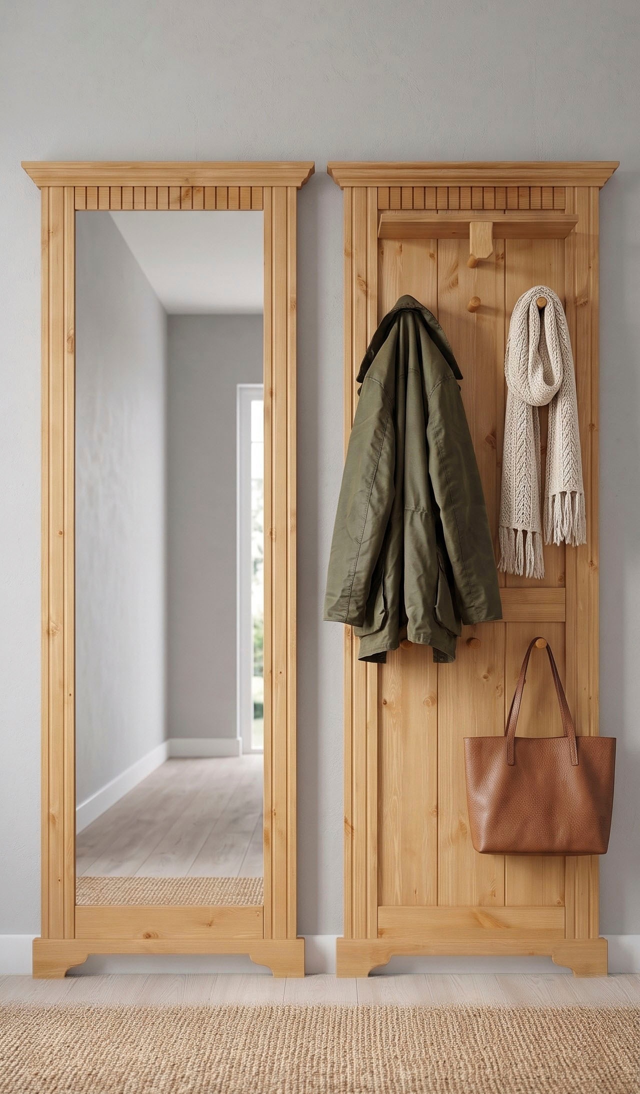 OTTO home Garderobenpaneel »Rustic« aus massiver Kiefer, Höhe 190 cm, mit Ablage, Holzhaken