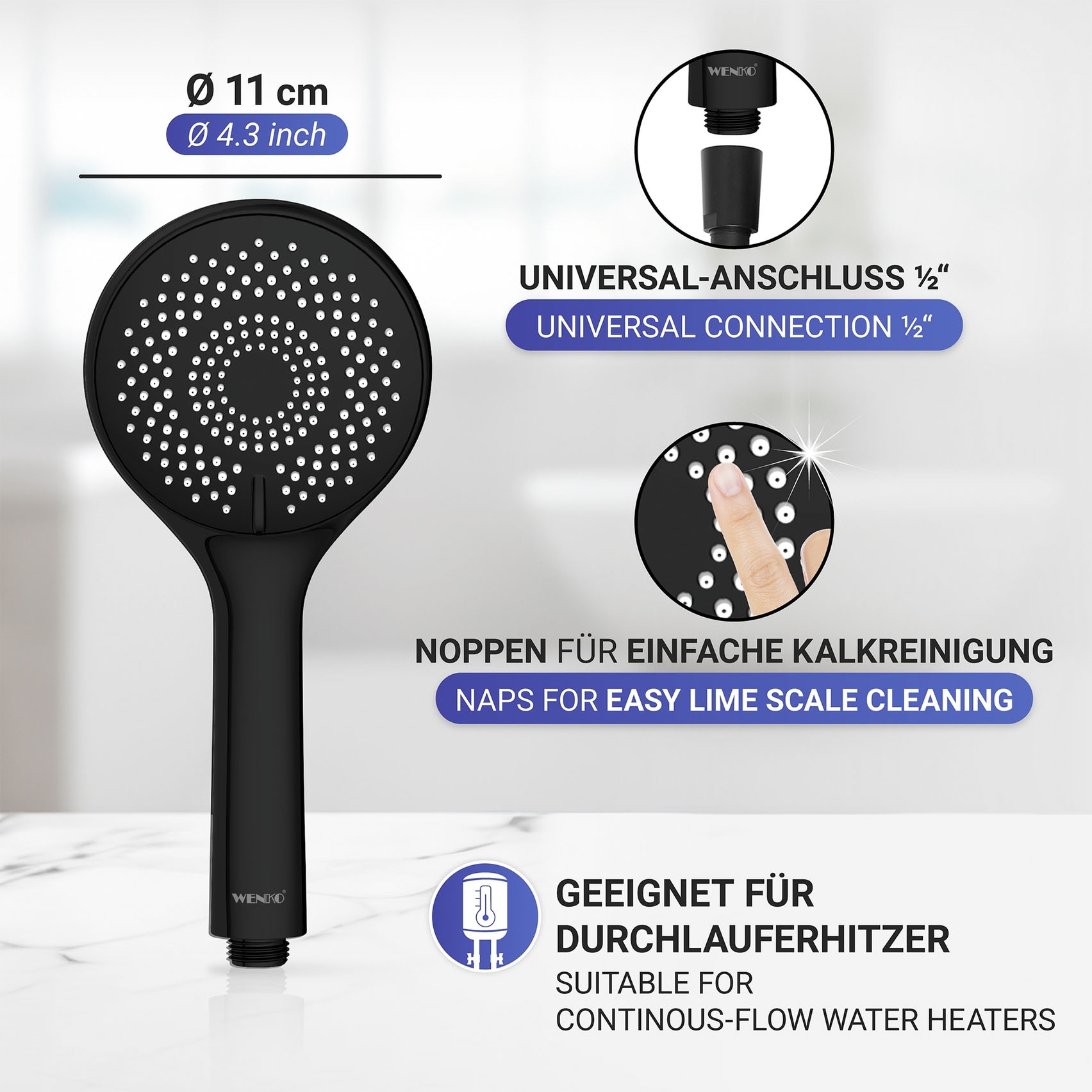 WENKO Handbrause »Watersaving« Ø 11 cm