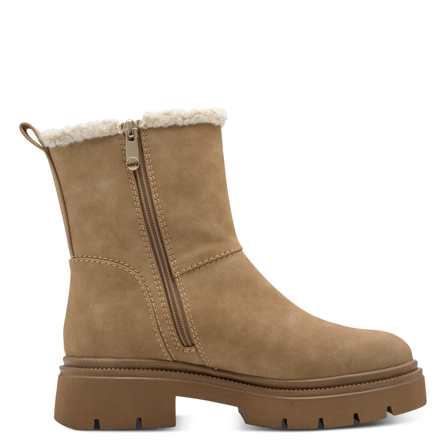 MARCO TOZZI Winterboots  , Blockabsatz, Stiefelette mit Teddy-Herzapplikation an der Seite