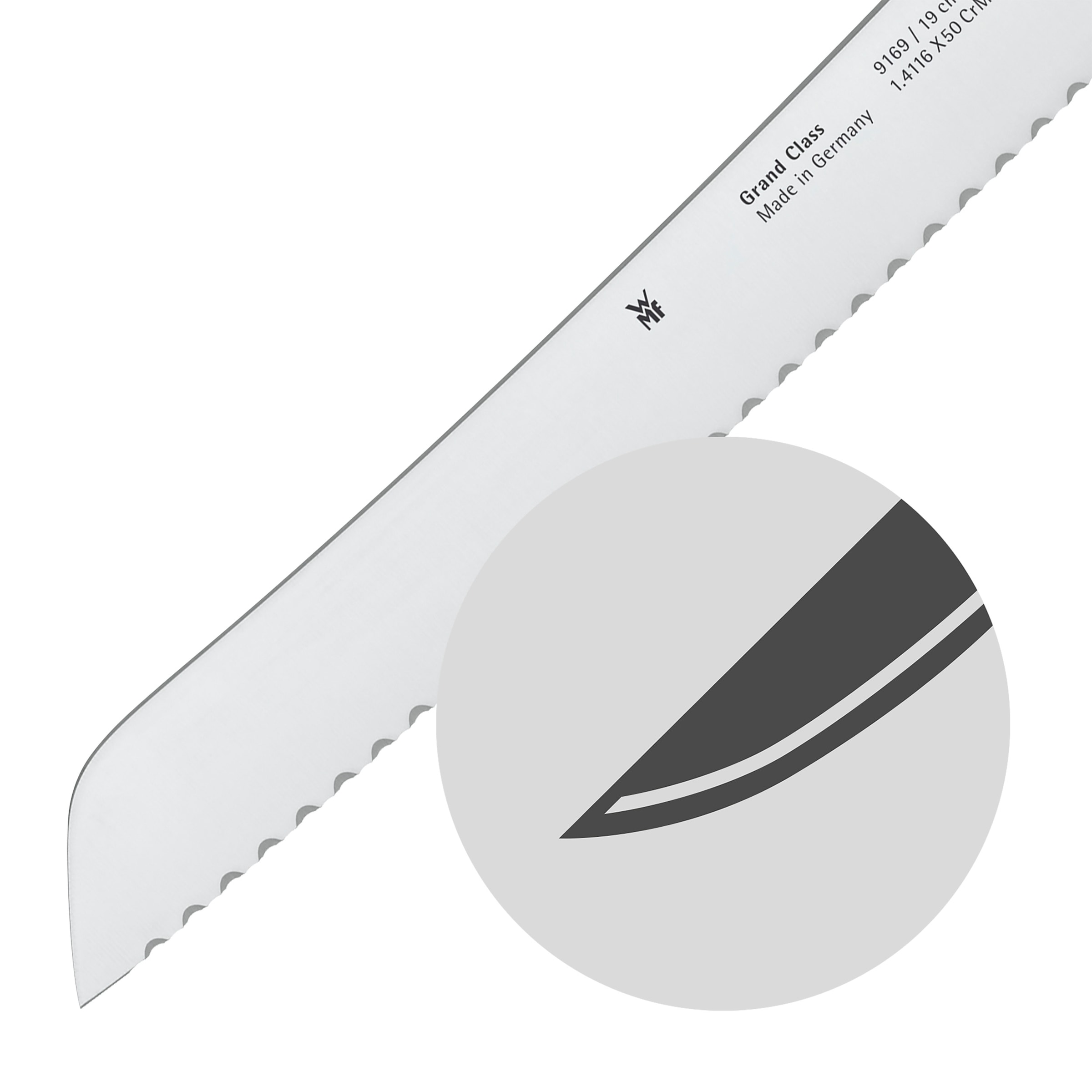 WMF Brotmesser »Grand Class«, (1 tlg.), langanhaltende Schärfe, Doppelwellenschliff, fugenlos ergonomisch