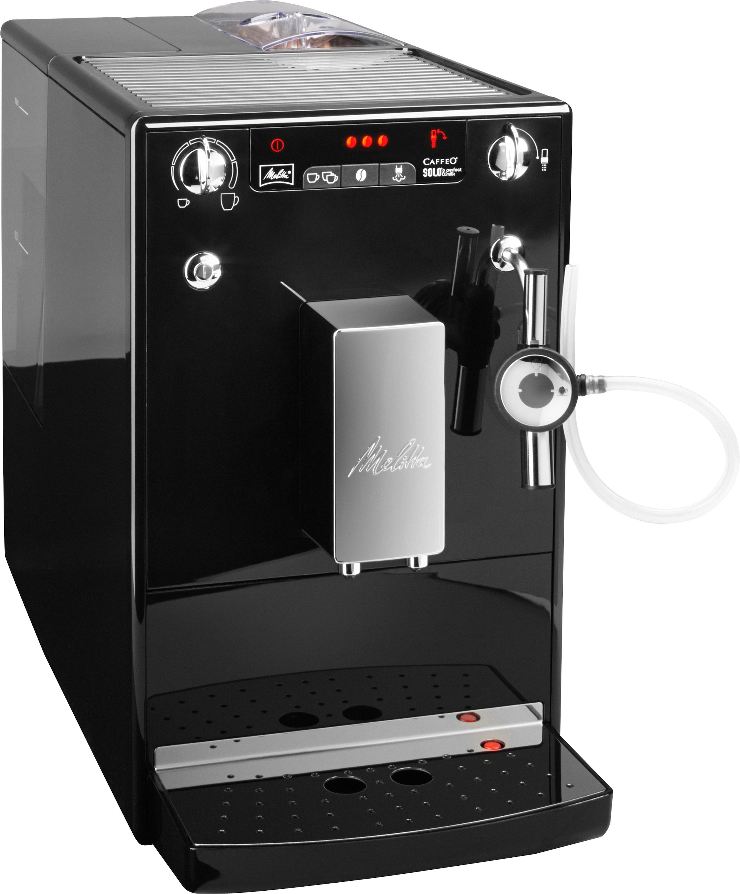 Melitta per Café Drehregler 957-101, Kaffeevollautomat »Solo® schwarz«, Milch Perfect 3 & XXL Garantie crème&Espresso E Milk per mit Jahren Touch, Milchsch&heiße One