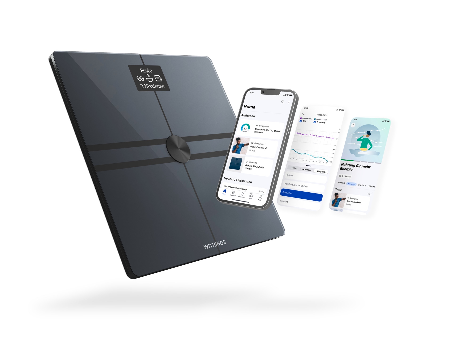 Withings Personenwaage »Body Comp, WLAN- oder Bluetooth-Konnektivität«, spezielle Modi für Schwangerschaft, Babys und Athleten