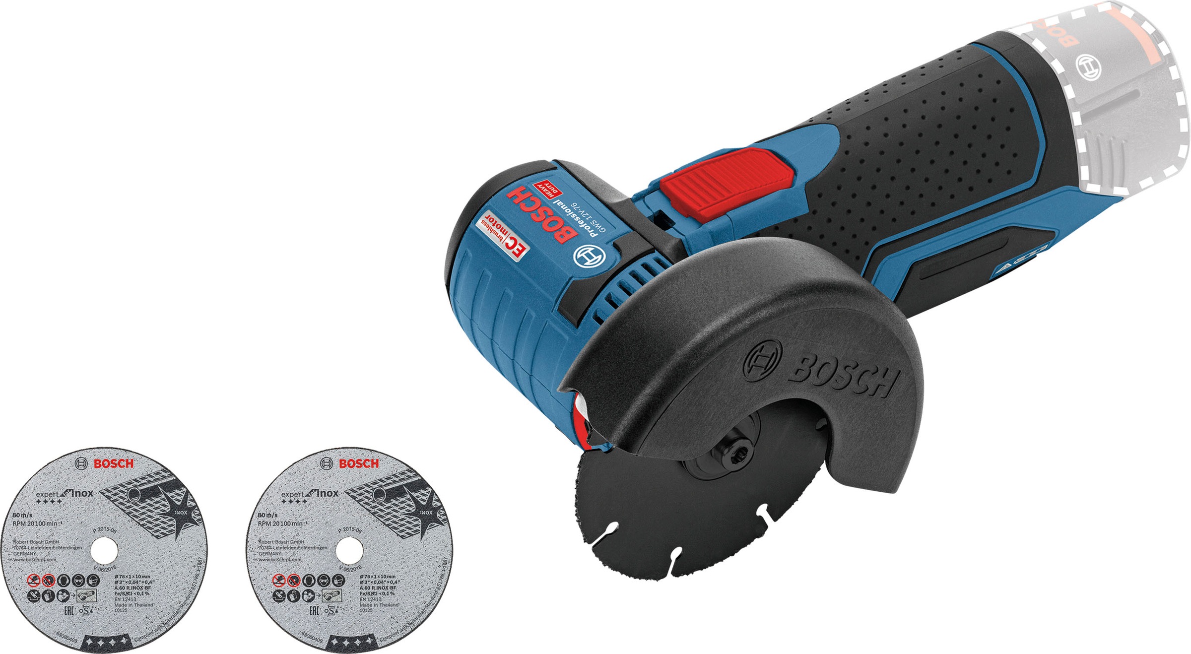 Bosch Professional Akku-Winkelschleifer »»GWS 12V-76 PROFESSIONAL««, Schleifspindelgewinde M 5, Ohne Akku und Ladegerät