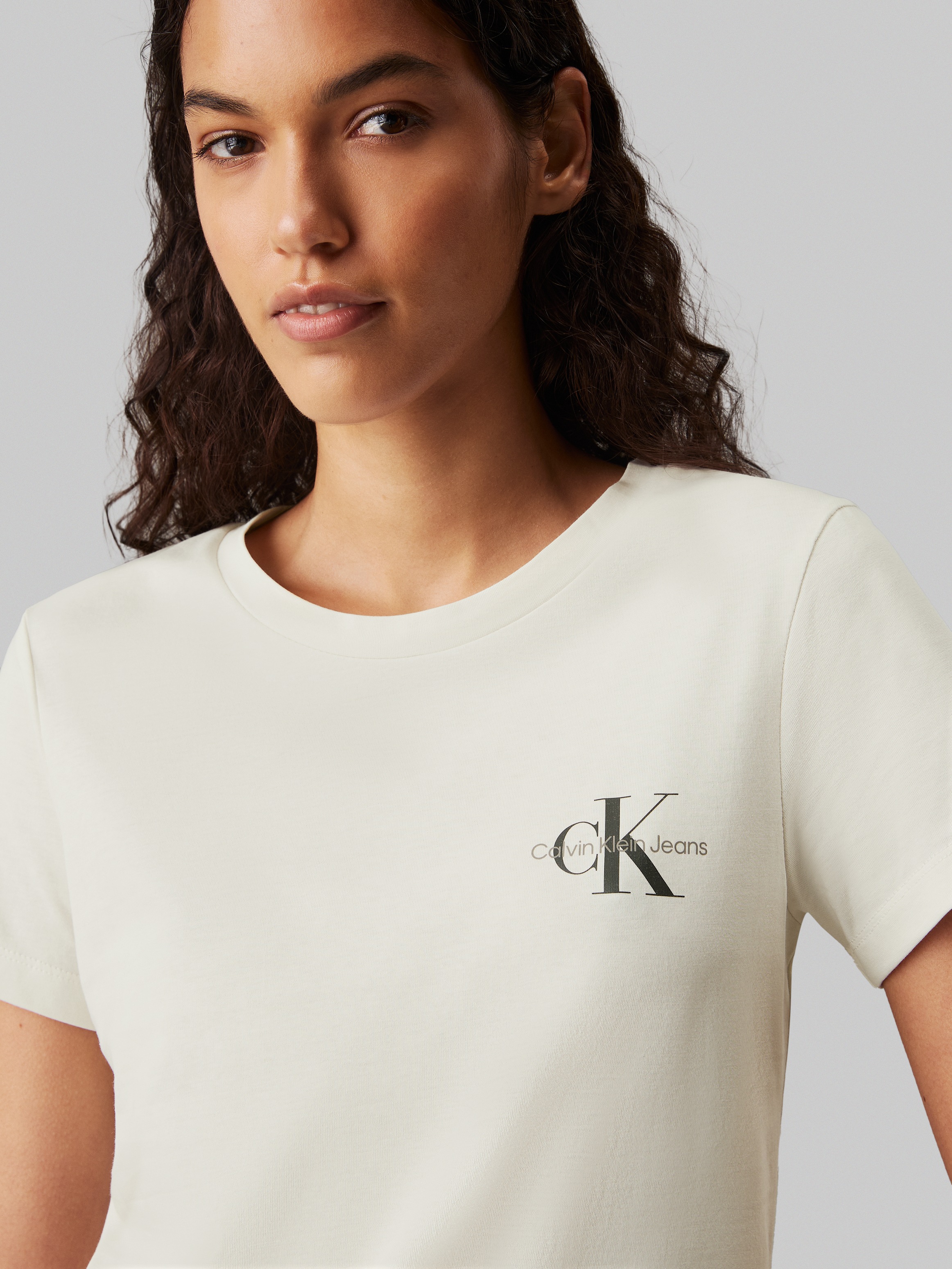 Calvin Klein Jeans Rundhalsshirt »2-PACK MONOLOGO SLIM TEE«, (Packung, 2 tlg., 2er-Pack), mit Calvin Klein Jeans Logoprint auf der Brust