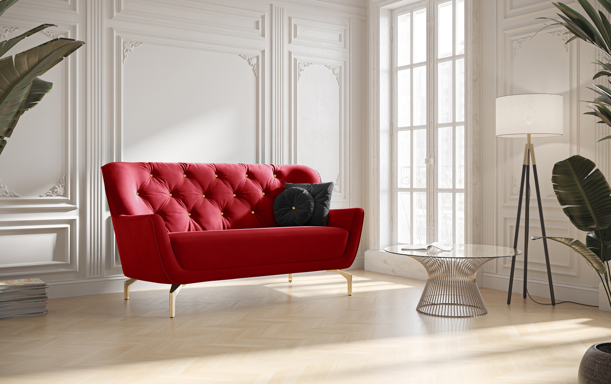 sit&more 2-Sitzer »Orient 3«, inkl. 2 Zierkissen mit Strass-Stein, goldfarbene Metallfüße