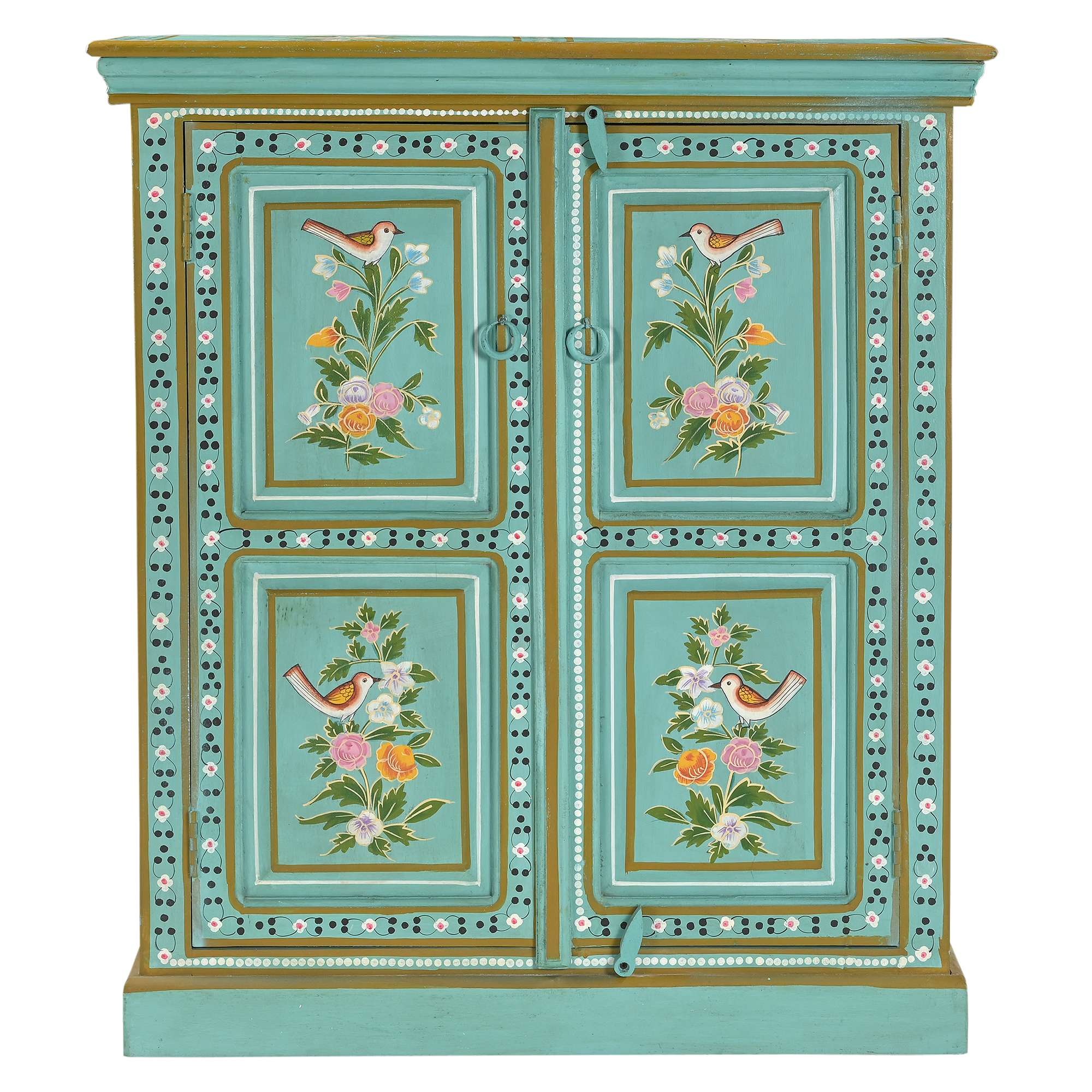 OTTO home Highboard »Prem« mit dekorativen Fräsungen, handbemalt, Unika-Möbel, Breite 87 cm