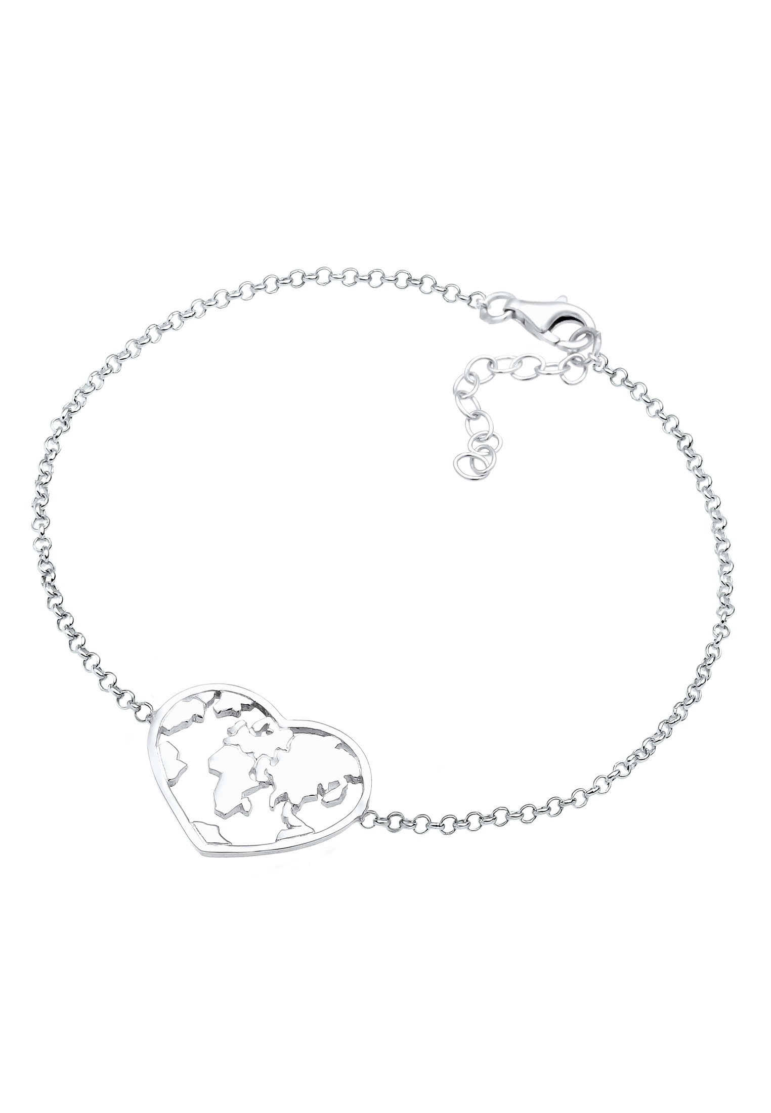 Elli Armkette »Armband Globus Herz 925 Sterling Silber«