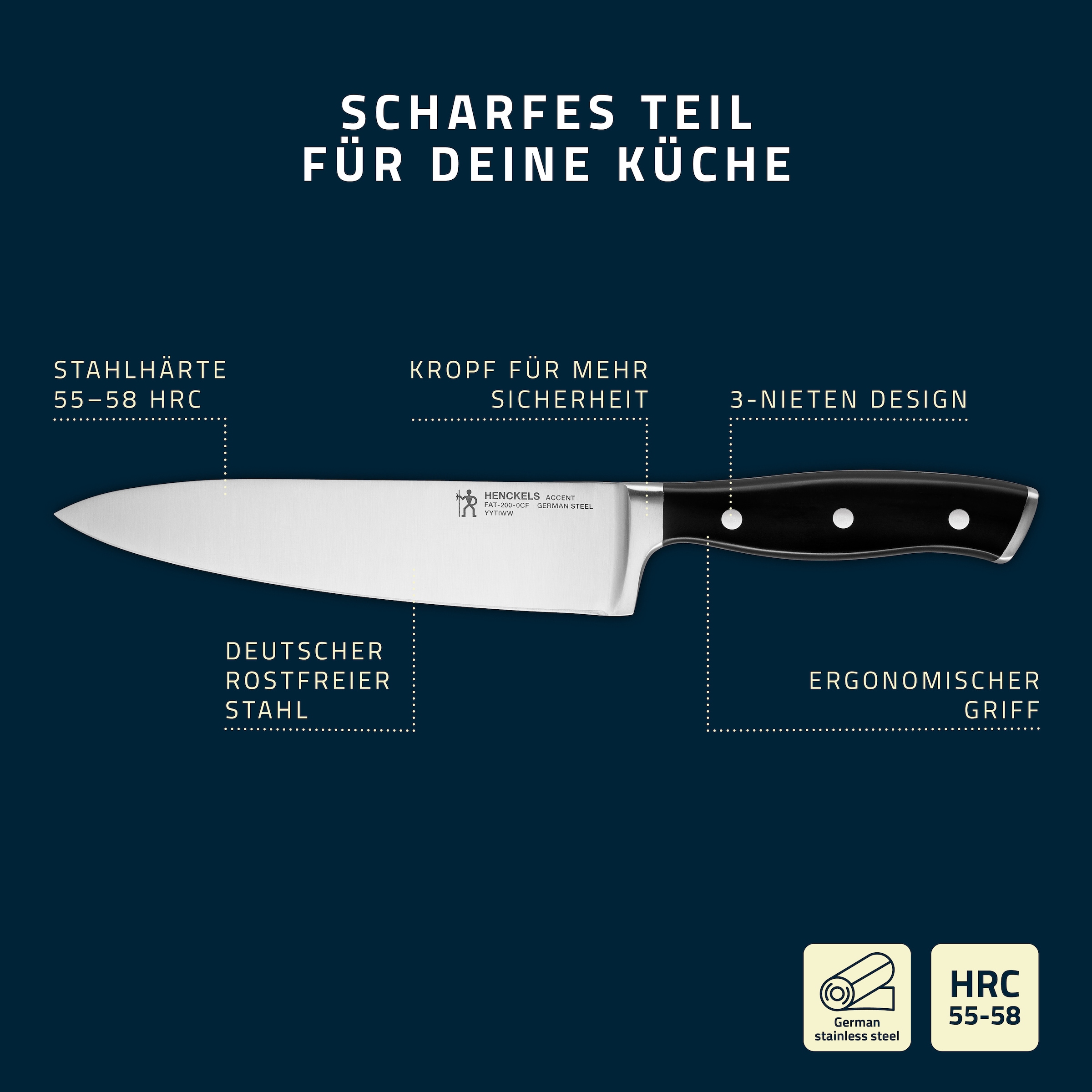 HENCKELS by ZWILLING Messer-Set »Accent« Rostfreier Klingenstahl, Ergonomische Griffe