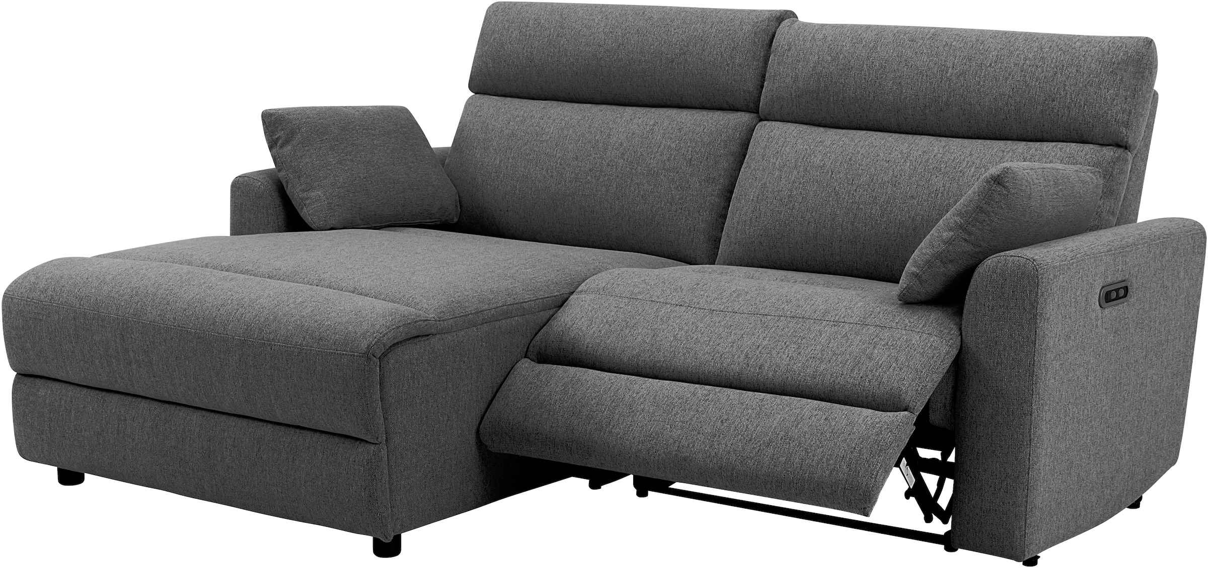 INOSIGN Ecksofa »JENNA, L-Form, 209cm, manuelle u. elektrische Funktion, mit USB A/C,«, Liegefunktion 105°-150°, Federkern, Struktur fein