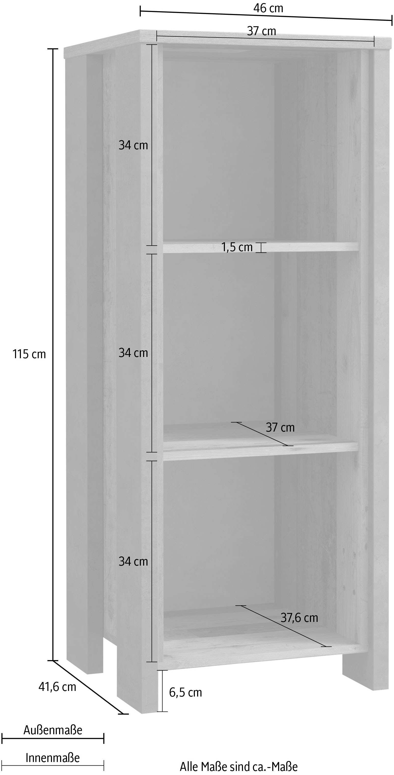 FORTE Aktenregal »Clif«, Bücherregal im Industriestil, Höhe 115 cm