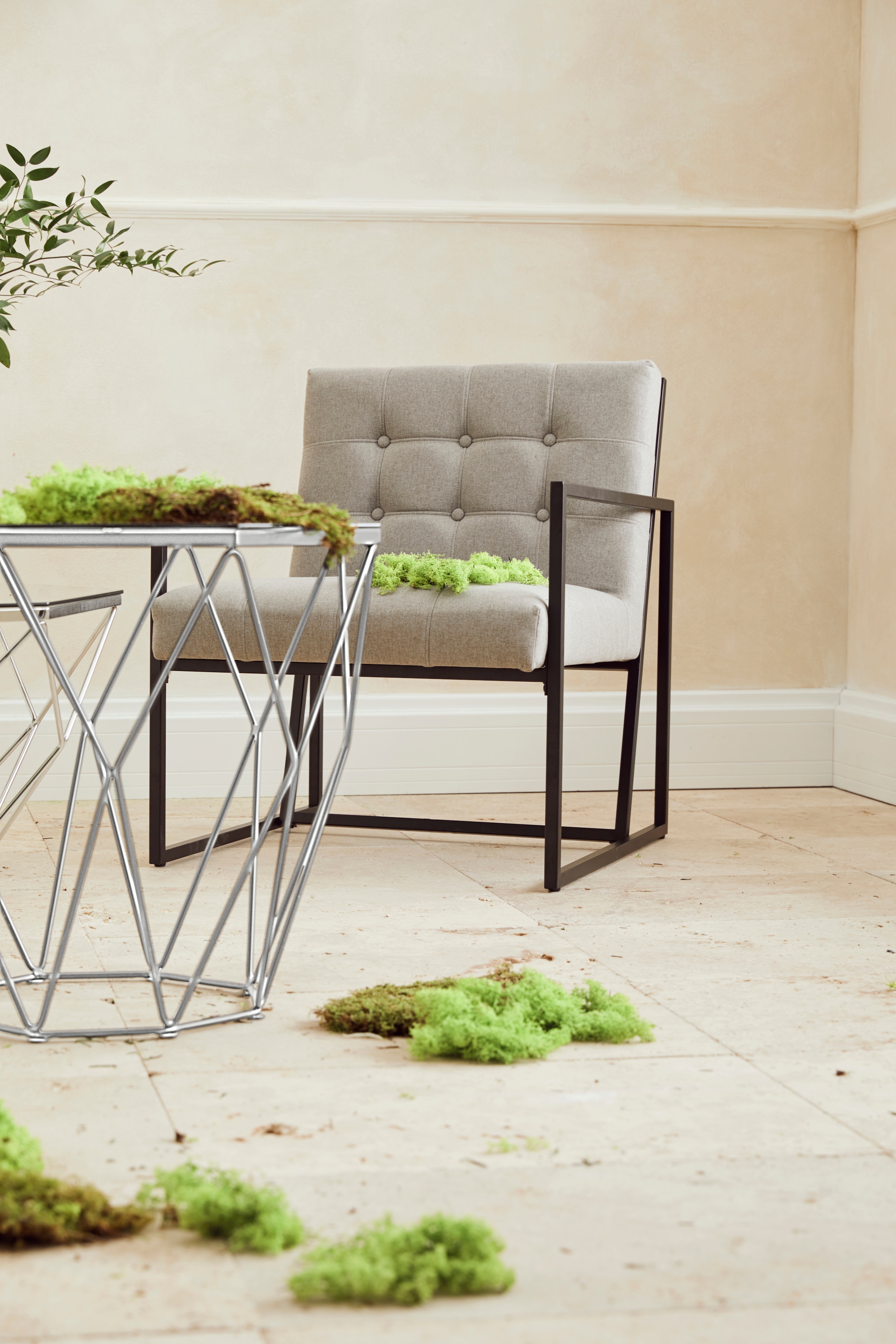 Guido Maria Kretschmer Home&Living Beistelltisch »Caen«, mit Glasplatte und Metall, Breite 60 cm