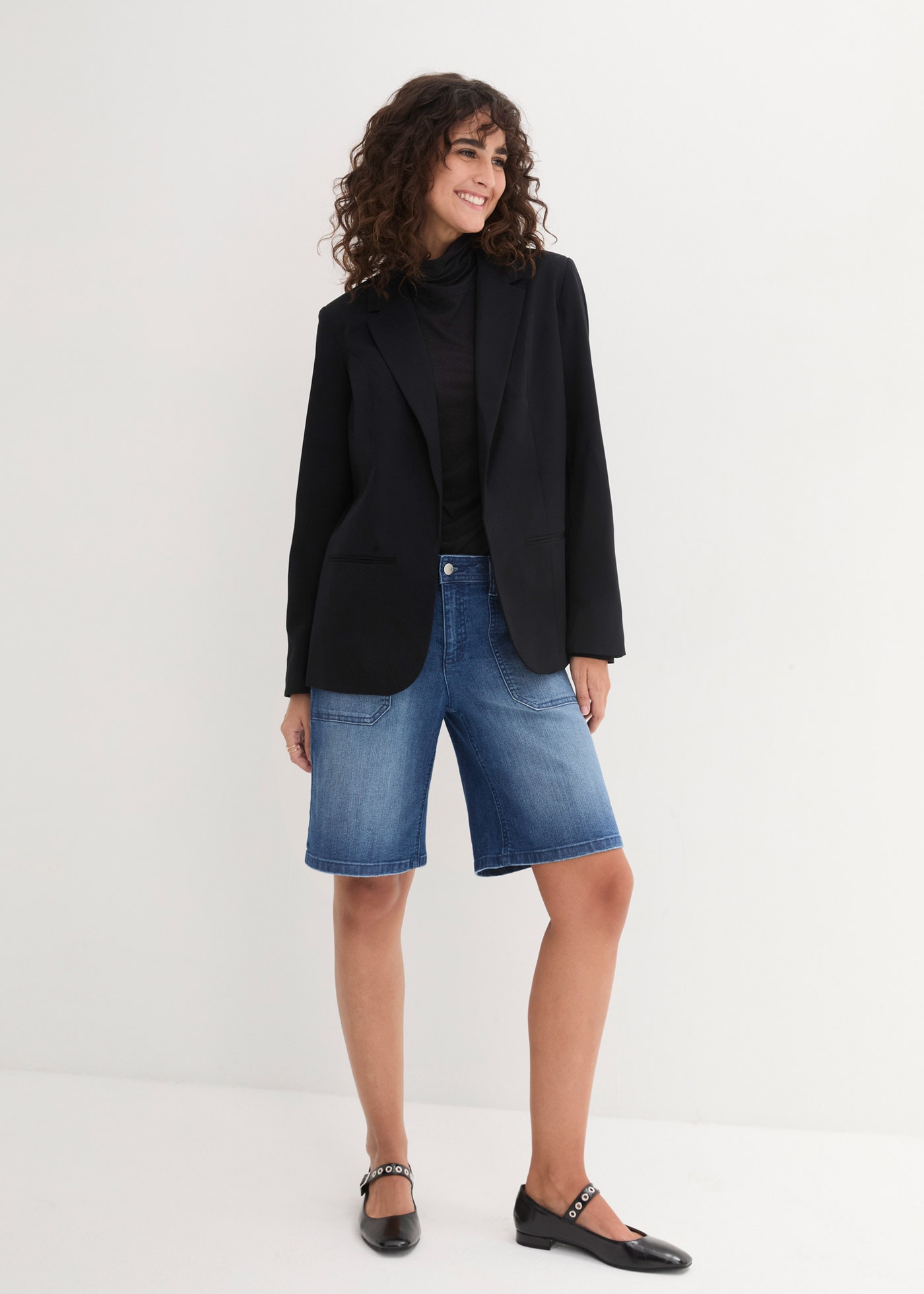 bonprix Jackenblazer »Blazer« mit klassischem Reverskragen, mit Stretch-Material, Krempelärmel