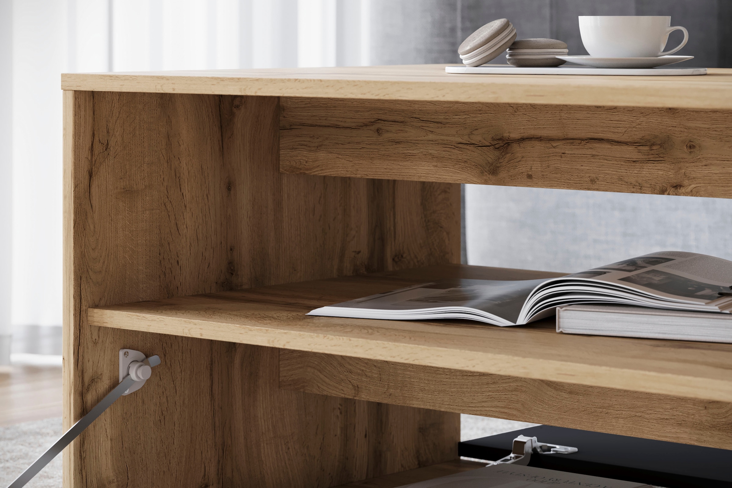 INOSIGN Couchtisch »Kenia« 1 Stk. tlg. Rechteckiger Kaffeetisch, 90x55 cm, mit offenem und geschlossenem Fach