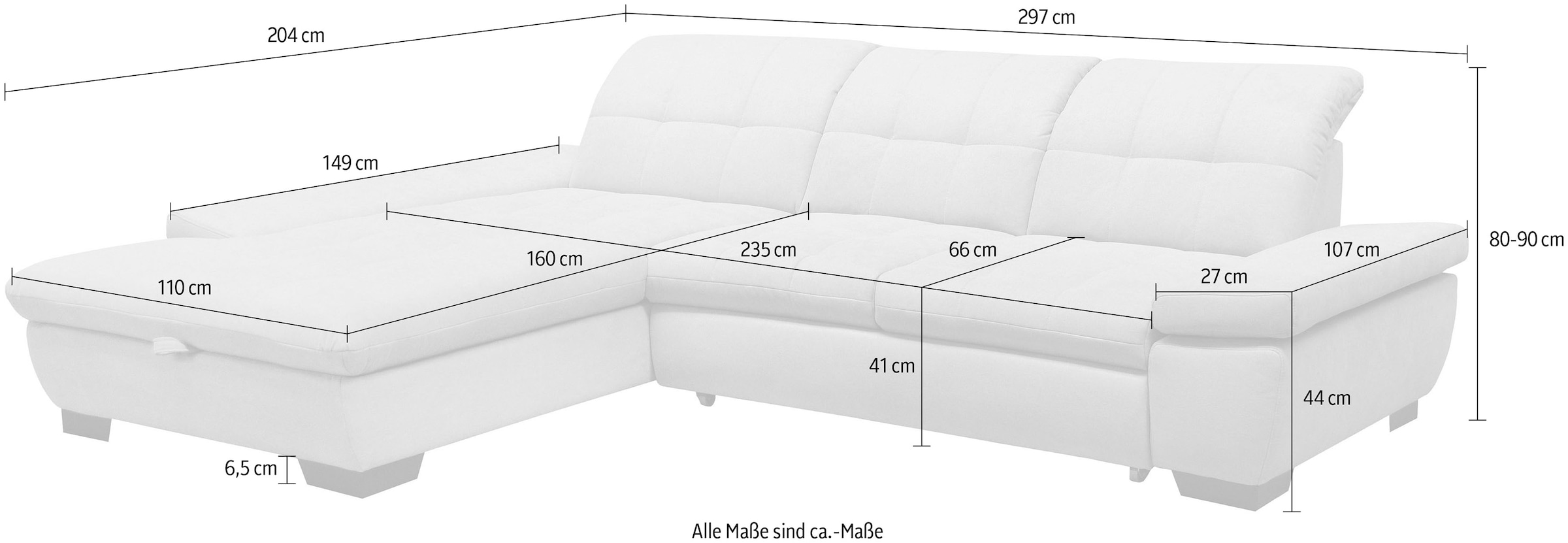 alina Ecksofa »Salima«, Inklusive Rückenlehnenverstellung