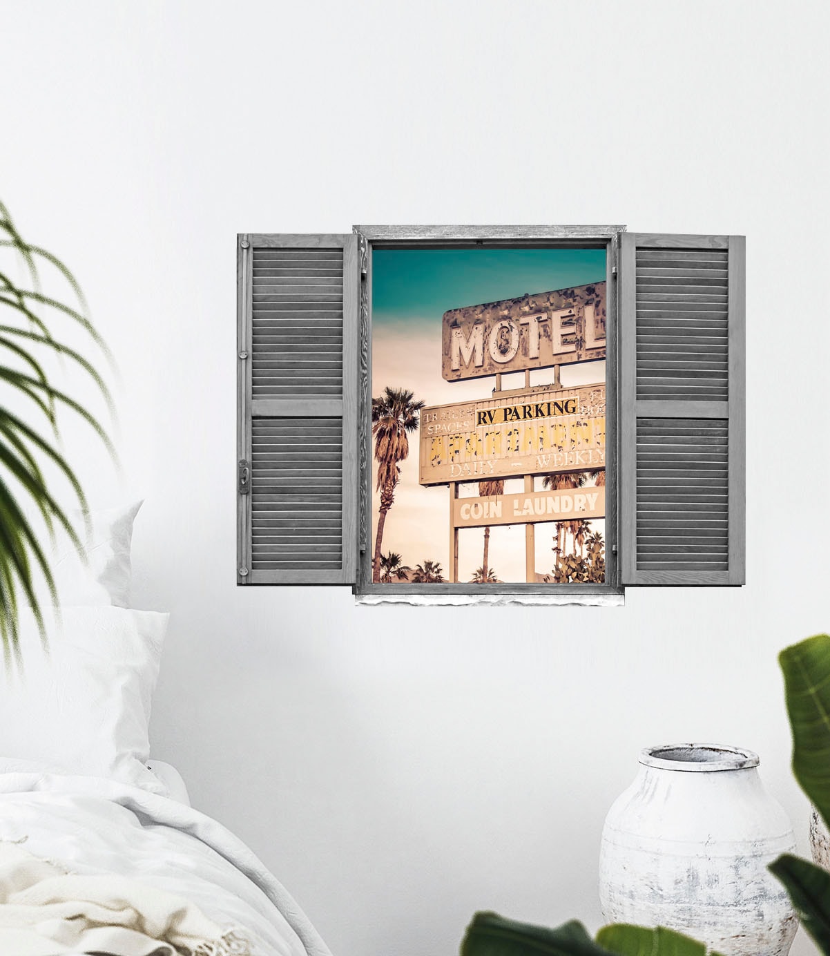 queence Wandtattoo »Motel«, (1 St.), Wandsticker, Wandbild, selbstklebend, 3D, Fenster