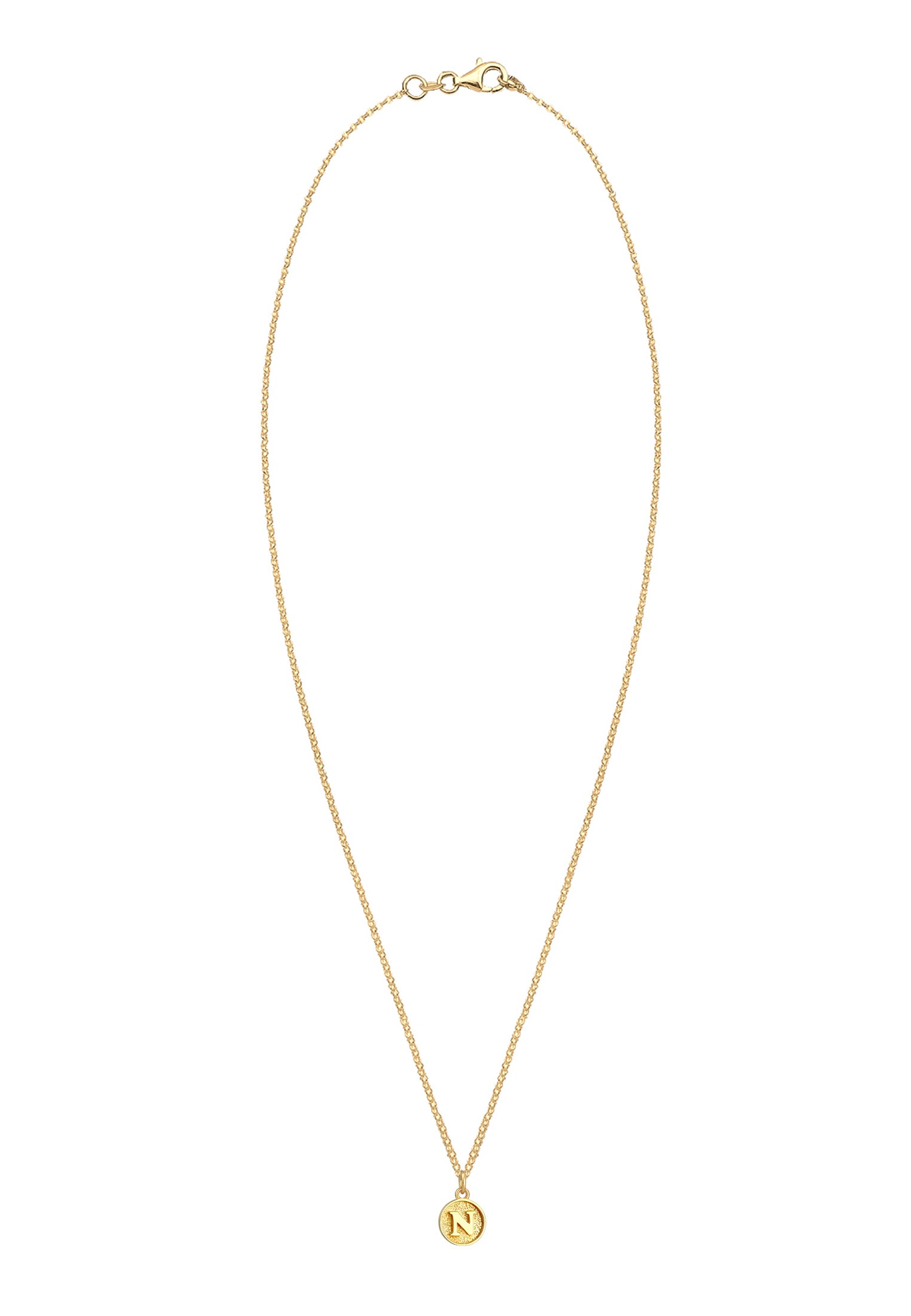 Elli Kette mit Anhänger »Halskette Plättchen Vintage Buchstabe N Initialen 925 Sterling Silber«