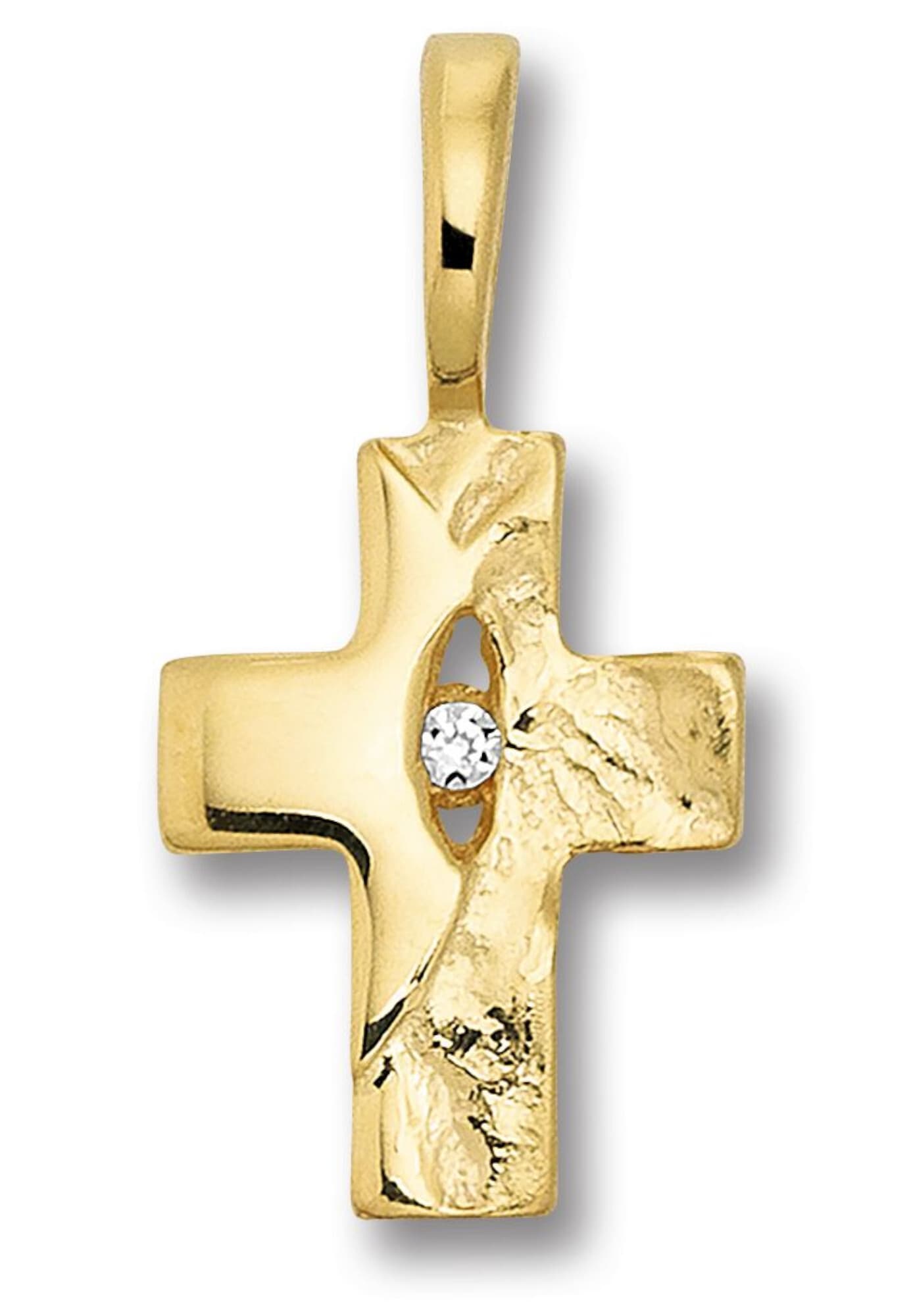 Kreuzanhänger »0.01 ct Diamant Brillant Anhänger aus 585 Gelbgold«, Religion