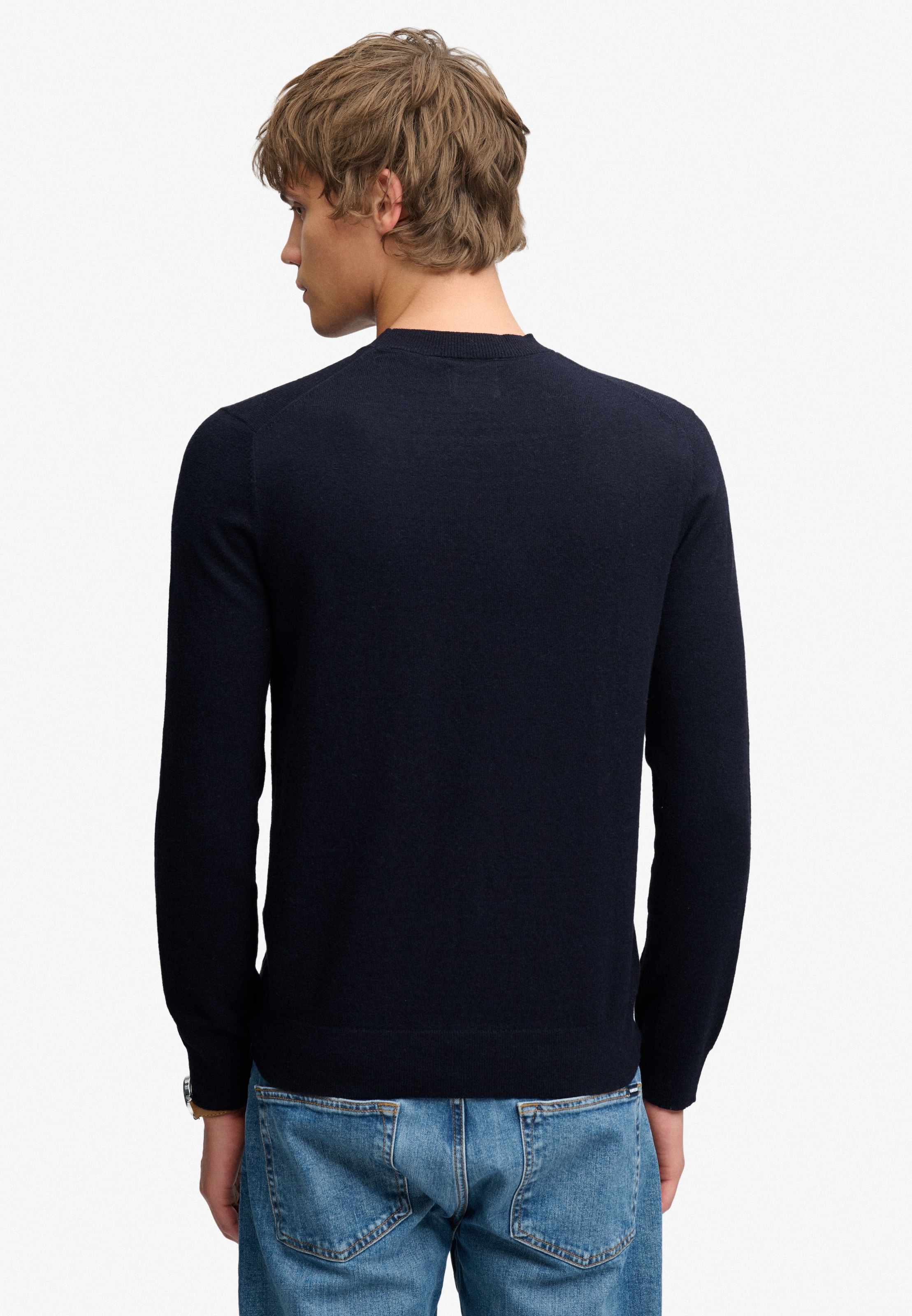 Superdry Rundhalspullover »ESSENTIAL LW WOOL BLEND JUMPER« Baumwollmischung, slim fit