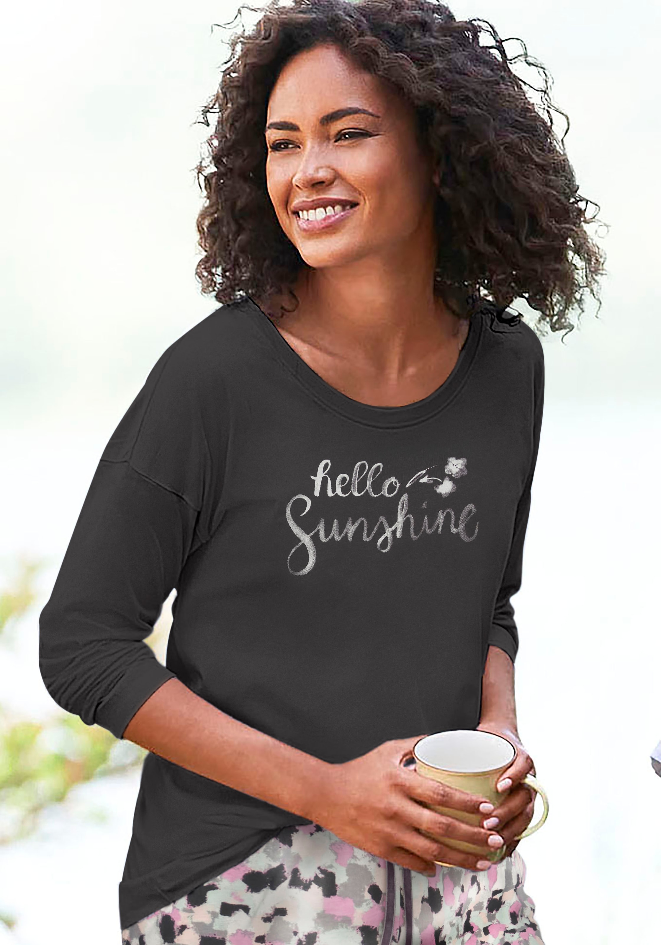 Vivance Dreams Pyjamaoberteil 1-teilig,  mit Frontdruck