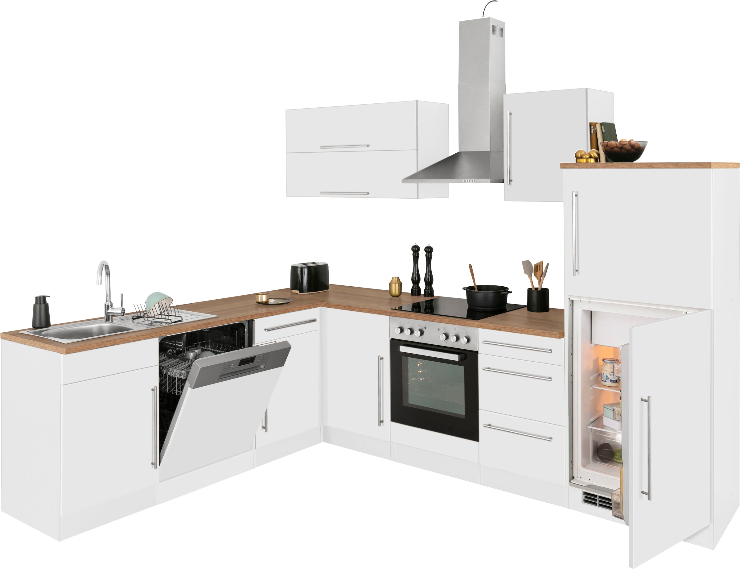 KOCHSTATION Winkelküche »KS-Samos« Stellbreite 280x220 cm, wahlweise mit E-Geräten, mit Arbeitsplatte