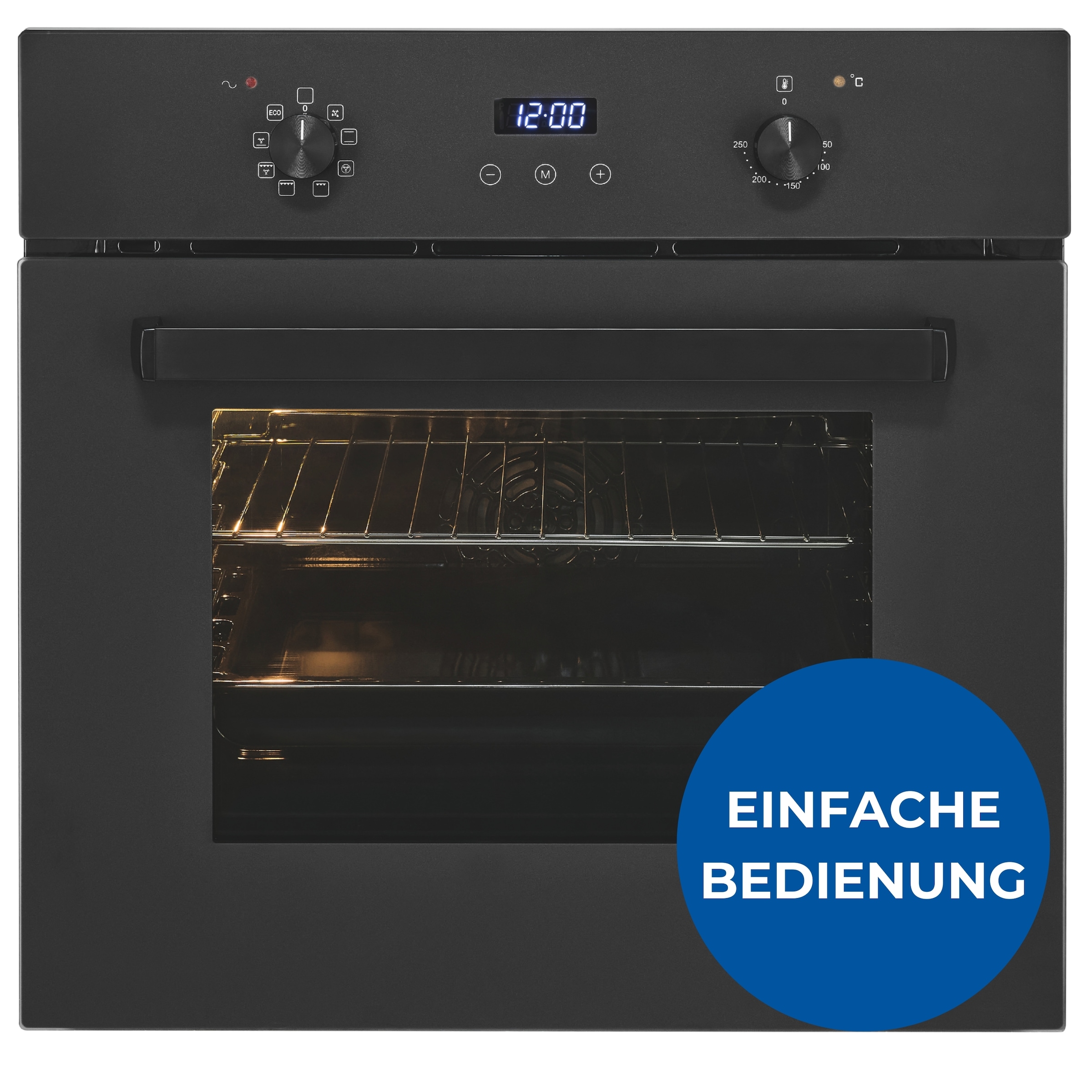 exquisit Einbaubackofen »EBE367-H-120 mattschwarz«