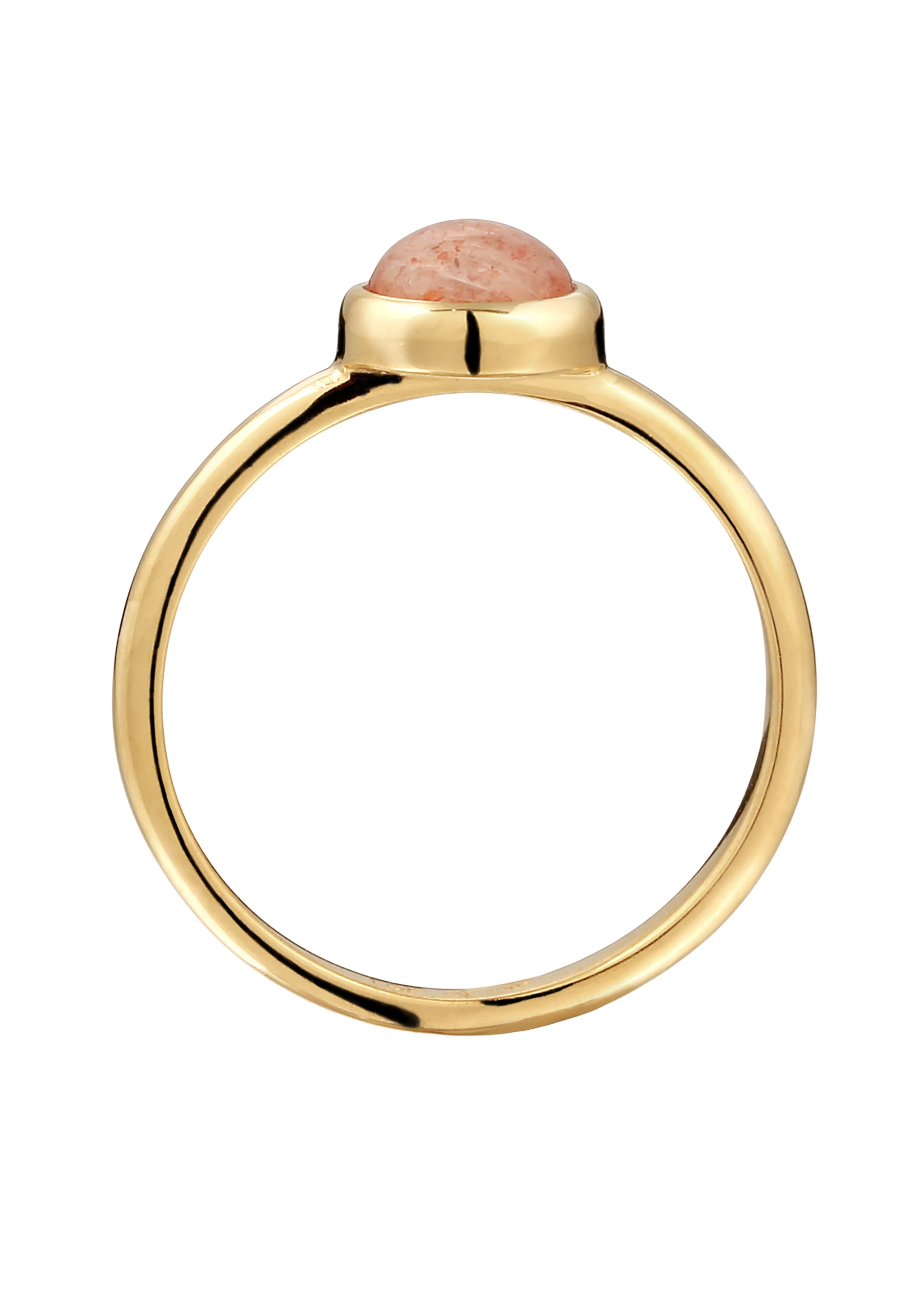 Elli Premium Silberring »Ring Stein Rund Feldspat Orange 925 Sterling Silvber Vergoldet«