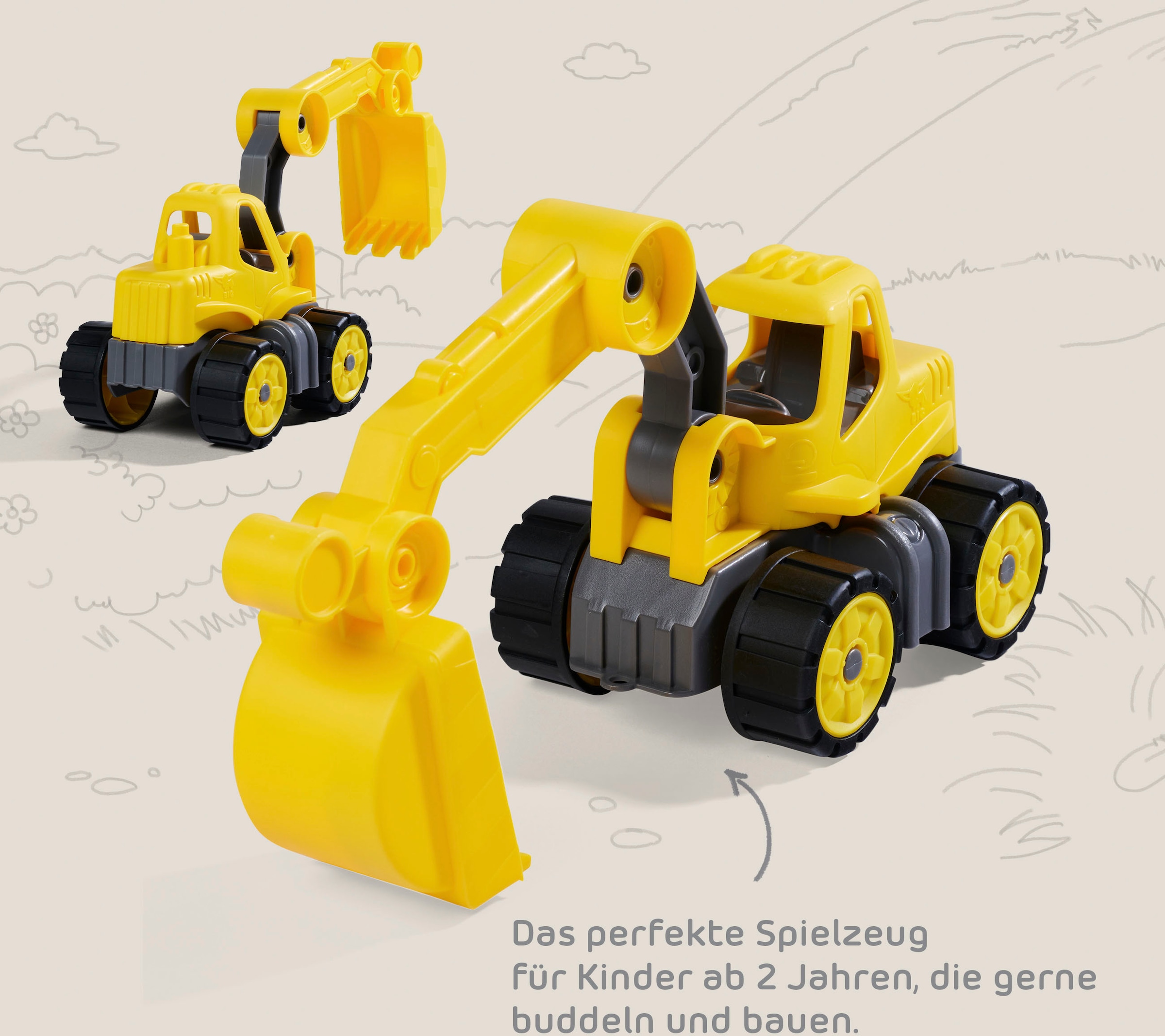 BIG Spielzeug-Baumaschine »Power-Worker Mini«, (Set, bestehend aus Kipper und Bagger), Sandspielzeug, Made in Germany