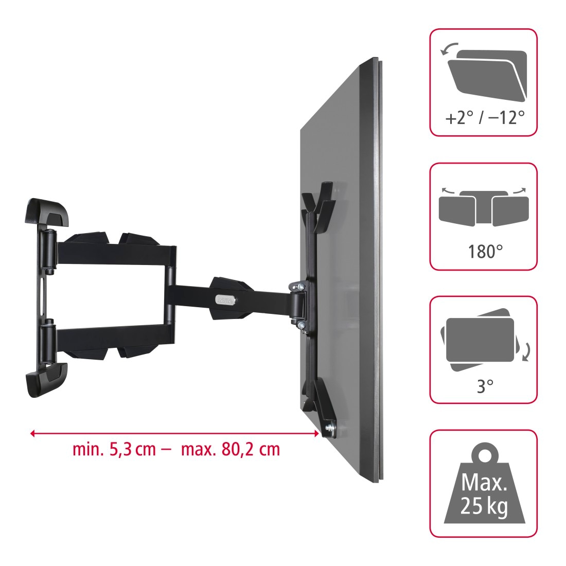 Hama TV-Wandhalterung »schwenkbar, ausziehbar, langer Arm,81 - 165 cm (32"- 65"),43",50",55"«, bis 165 cm Zoll