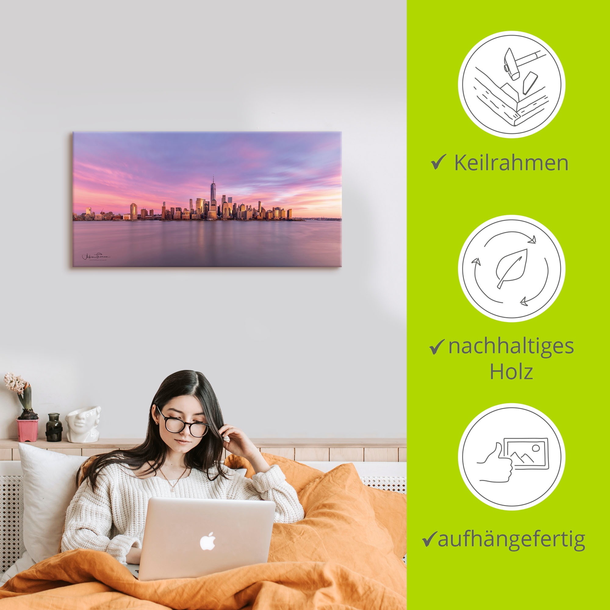 Artland Wandbild »Manhattan Skyline« New York 1 Stk. tlg. auf Holzrahmen gespannt