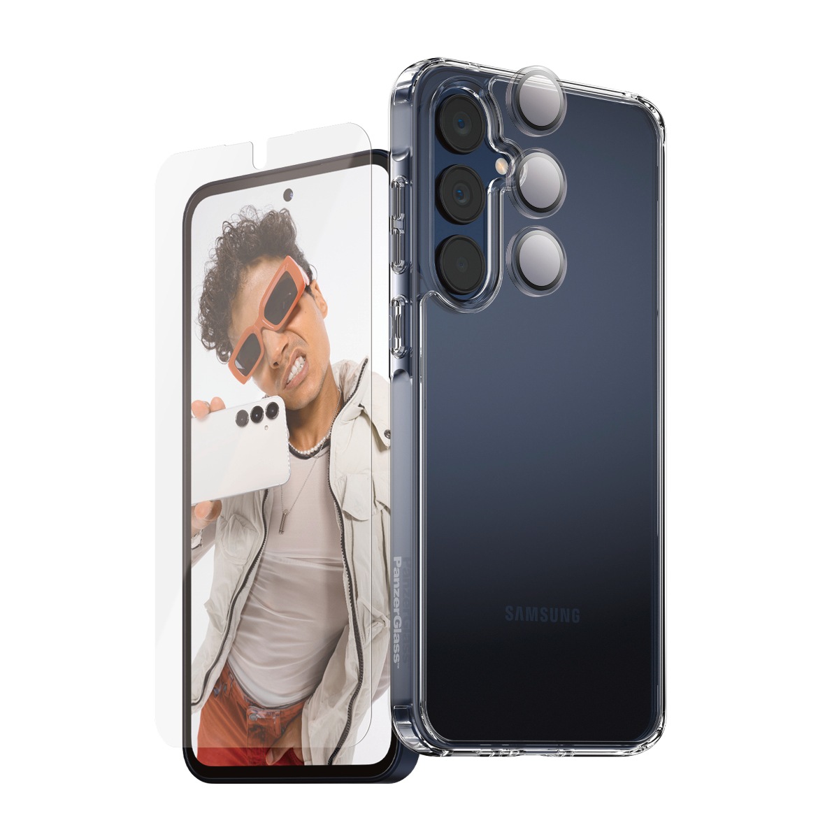 CARE by PanzerGlass Displayschutzglas »3-in-1 Protection Urban Combat Case + Screen Protection + Hoops«, für Samsung Galaxy A36, Displayschutzfolie, Schutzfolie, Bildschirmschutz, kratz- & stoßfest