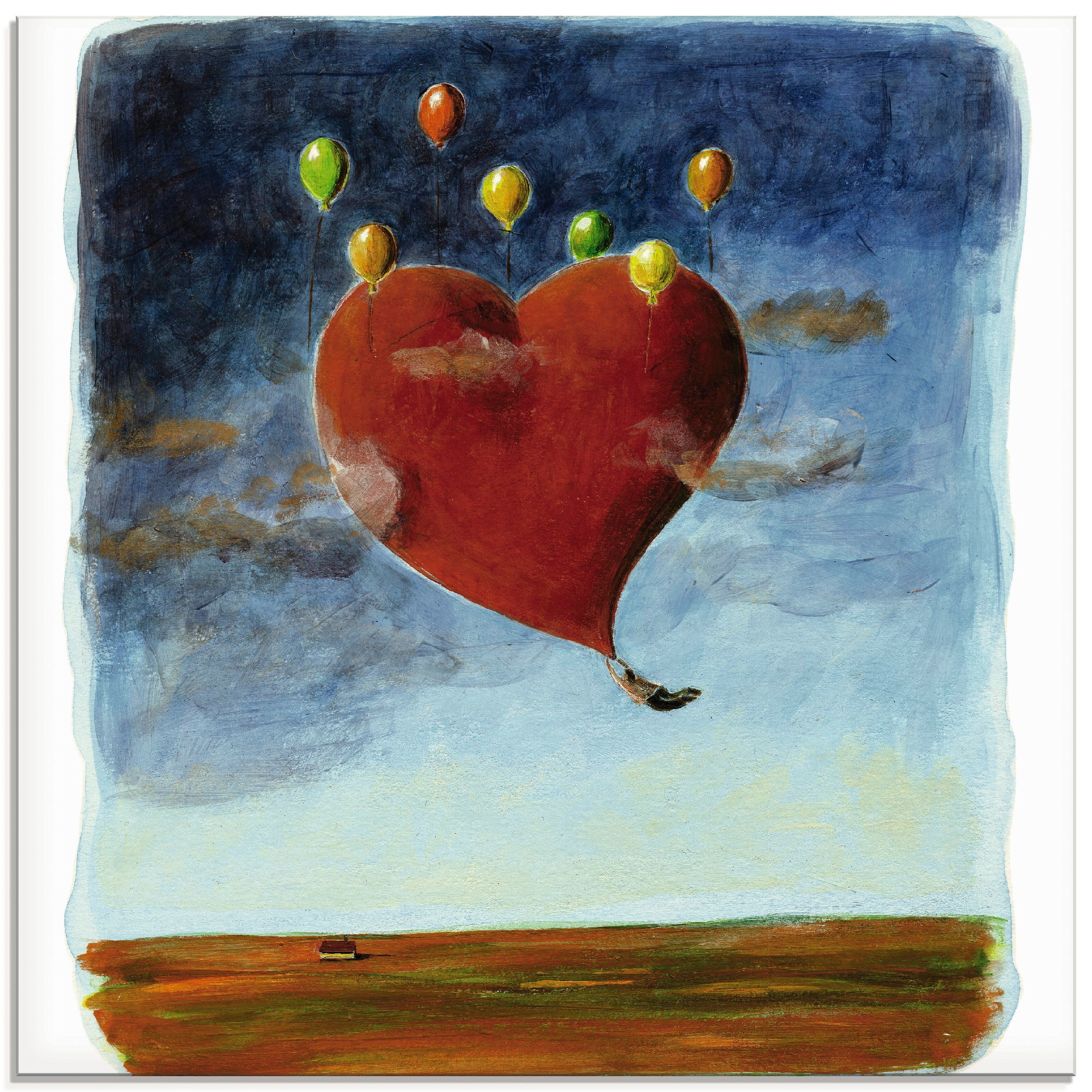 Artland Glasbild »Fliegendes Herz«, Herzen, (1 St.), in verschiedenen  Größen auf Rechnung kaufen
