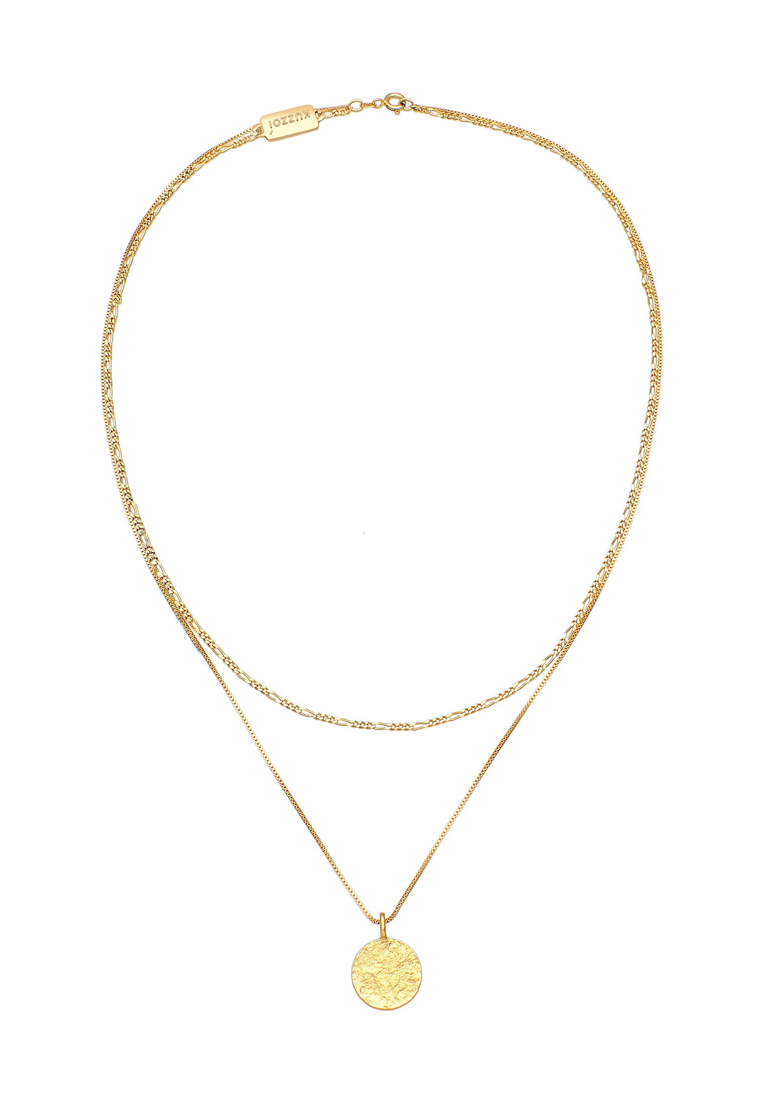 Kuzzoi Kette mit Anhänger »Halskette Herren Layer Figaro Venezianer Plättchen 925 Silber«