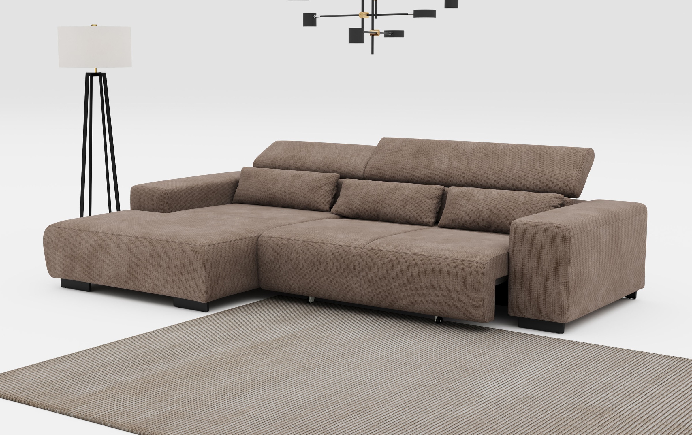 COTTA Ecksofa »Side L-Form, mit Kopfteilverstellung & 3 Nierenkissen«, optional motorische Sitztiefenverstellung
