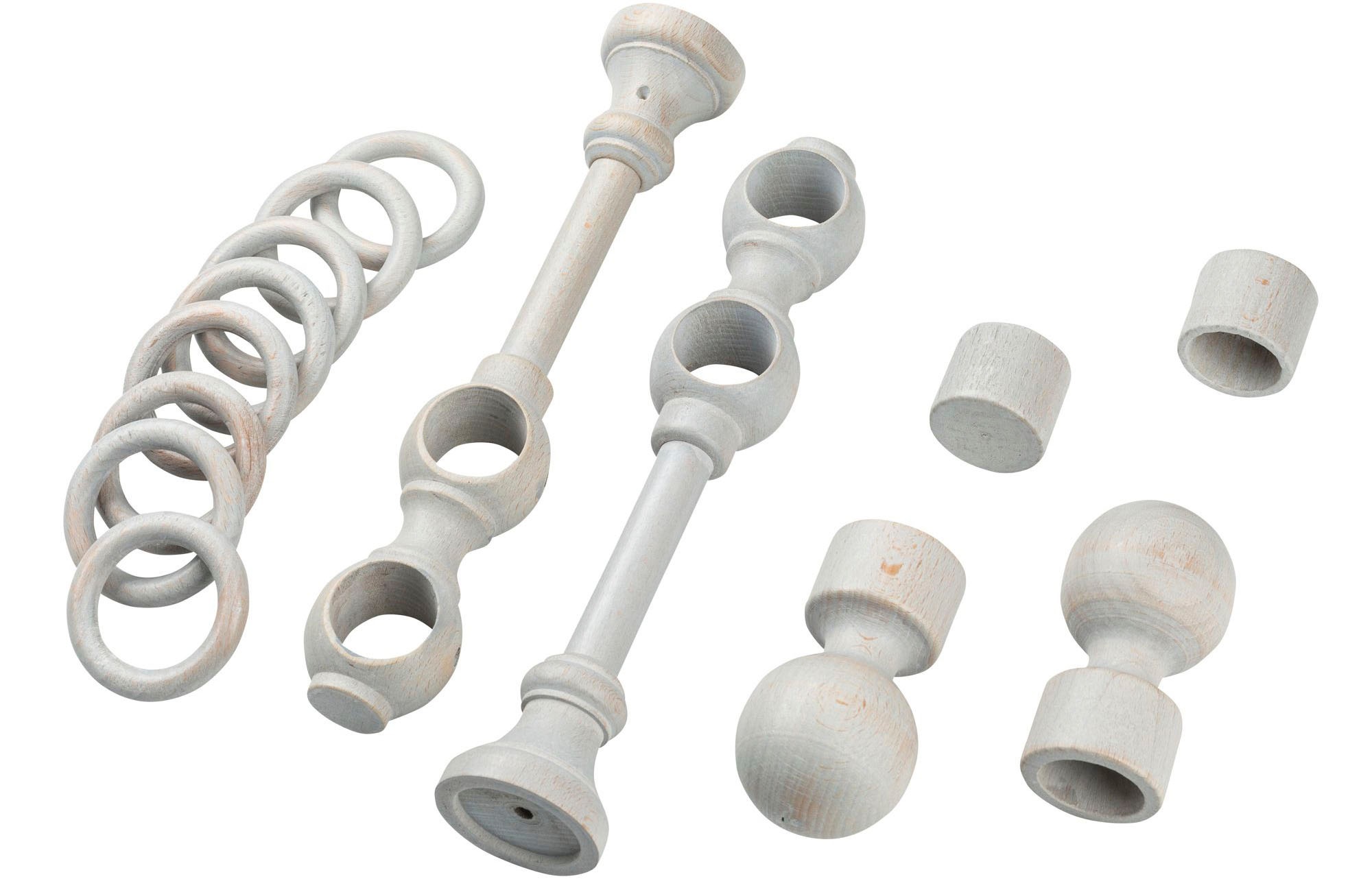 SN DECO GROUP Gardinenstange »Giro« 2 läufig-läufig Fixmaß 28 mm, Holz, verschiedene Längen und Farben, Komplettset