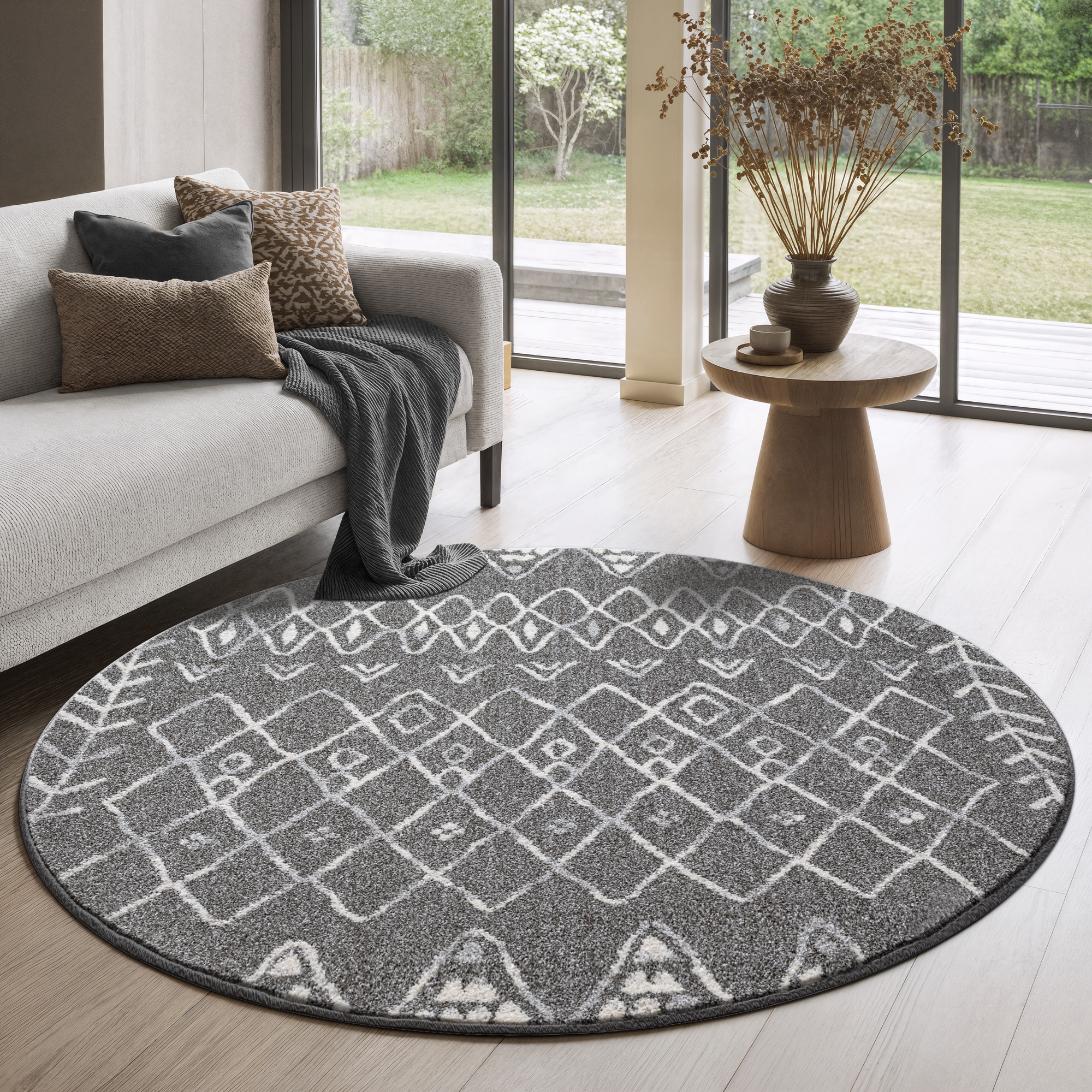 Sanat Teppich »Boho 8200« rund 10 mm Höhe Kurzflor, robust, Boho, Scandic, für Fussbodenheizung geeignet