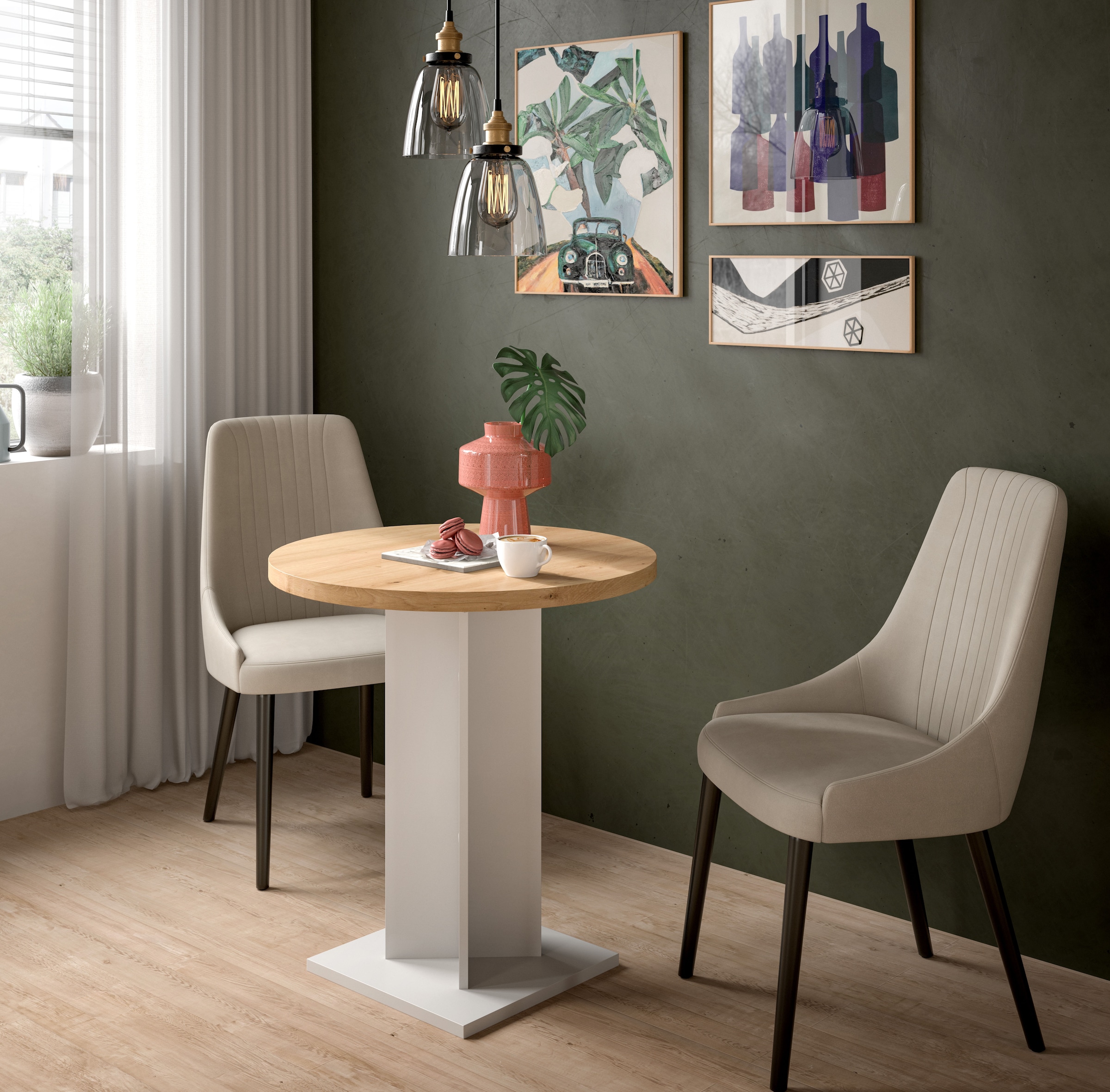 Home affaire Esstisch »GERO, 70x76x70 cm, mit Säulengestell, runde Tischplatte« in verschiedenen Ausführungen erhältlich, 1 Stk. tlg. Tisch, Esstisch, Esszimmer, Esszimmertisch, Küchetisch, Bartisch