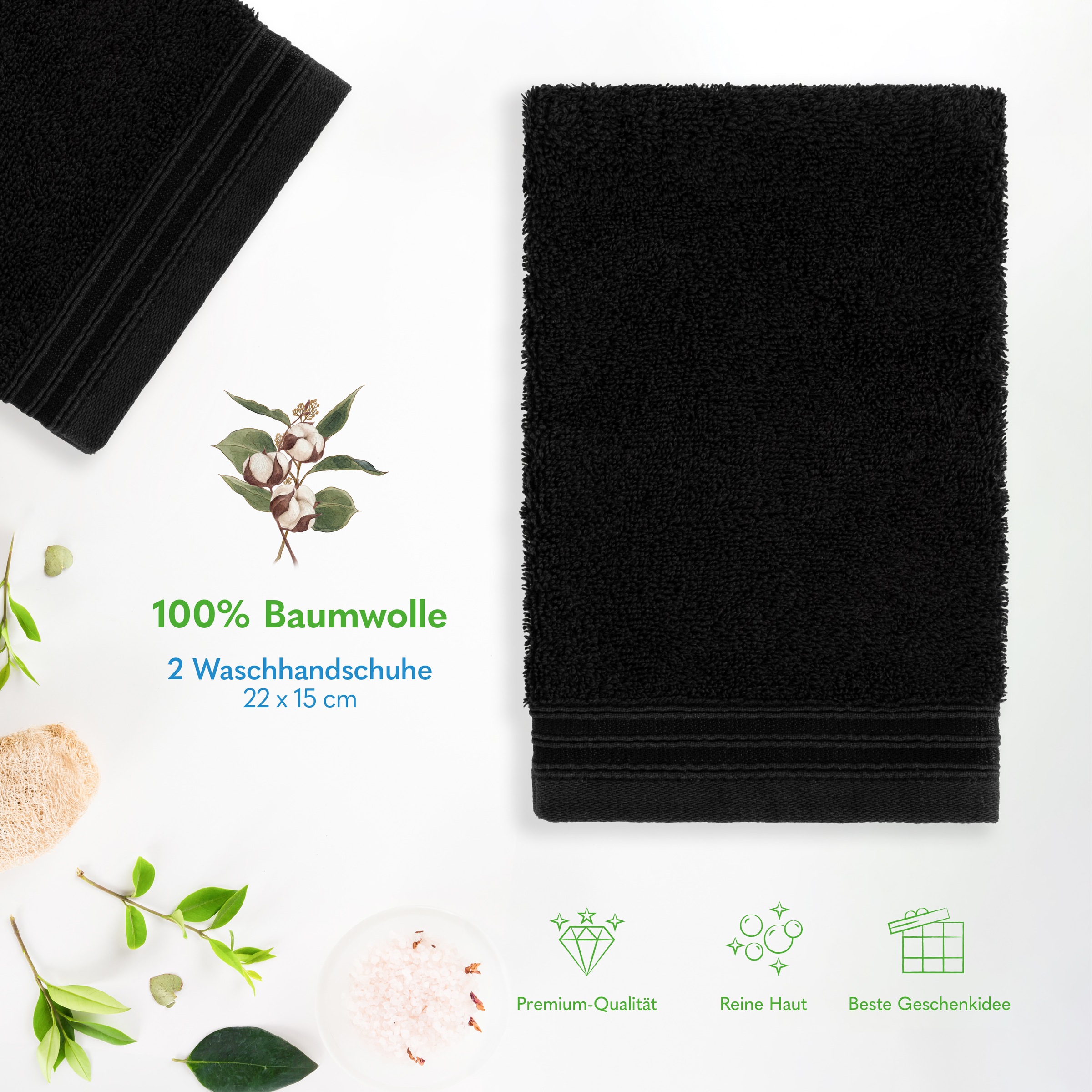 HAMMETEX Waschlappen »2er-Set Waschlappen 15x22 cm, 100% Baumwolle, weich und saugfähig«