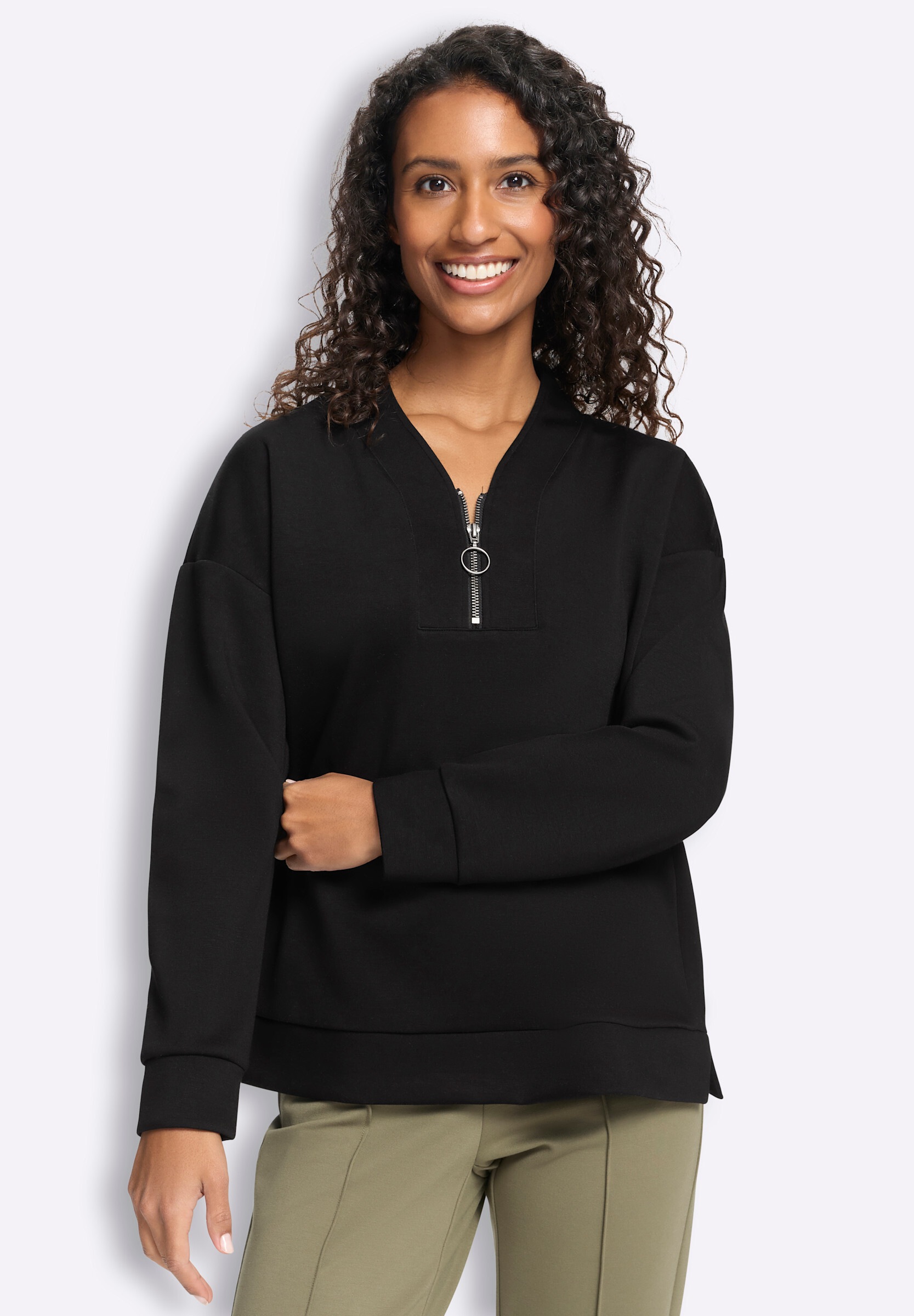 heine Sweatshirt »Sweatshirt Stehkragenshirt mit Seitenschlitzen«
