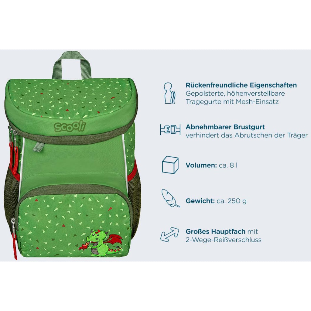 Scooli Kinderrucksack »Mini-Me, Diego Dragon«, Reflektoren