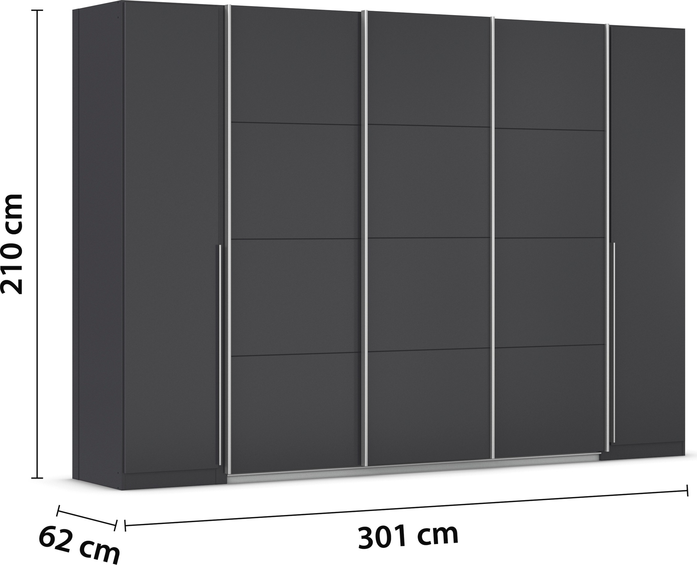 OTTO home Schwebetürenschrank »Dreh-/Schwebetürenschrank Kleiderschrank Familie, Agordo« im angesagten Mix aus Dreh- und Schwebetüren,  B/H/T 301x210X62cm viele Farben verfügbar TOPSELLER Made in GERMANY