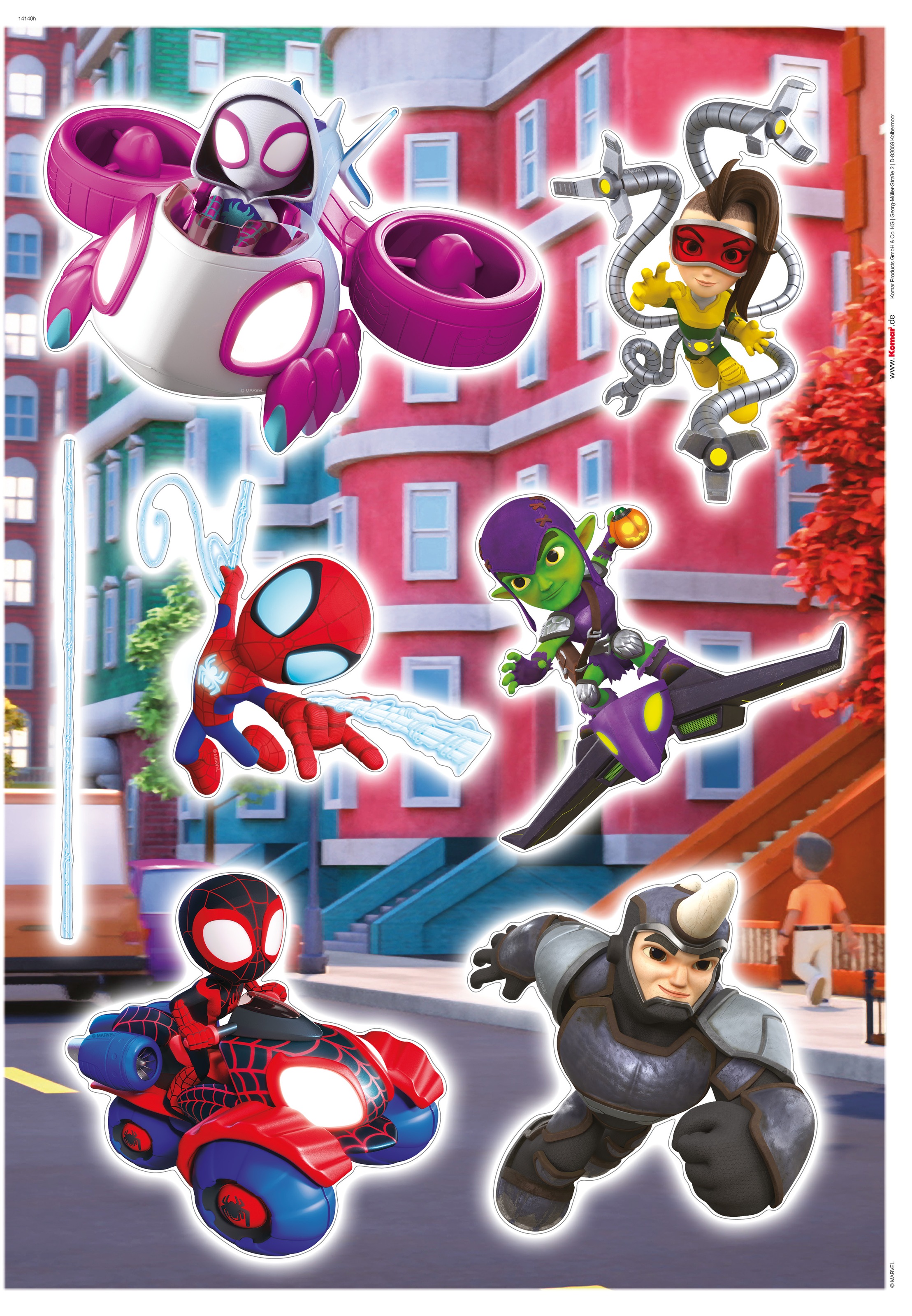 Komar Wandtattoo »Spidey and His Amazing Friends Chasing - Größe 50 x 70 cm«, (6 St.), selbstklebend, Wandsticker, Kinderzimmer