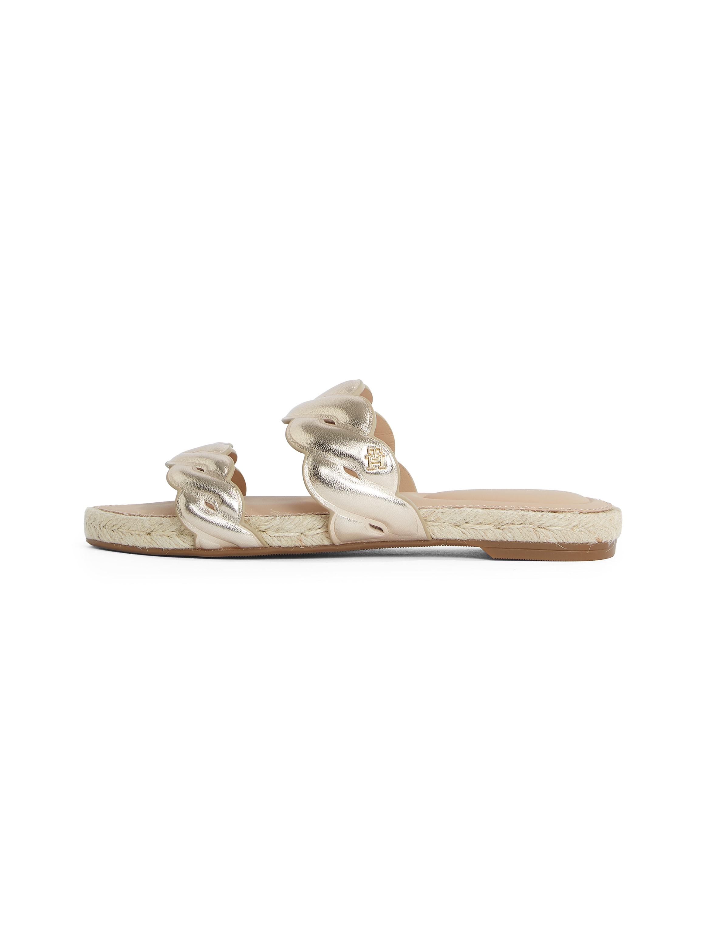 Tommy Hilfiger Pantolette »METALLIC ROPE ESPADRILLE MULE«  , Plateau, Sommerschuh, Flats, Bequemschuh mit geschungener Bandage