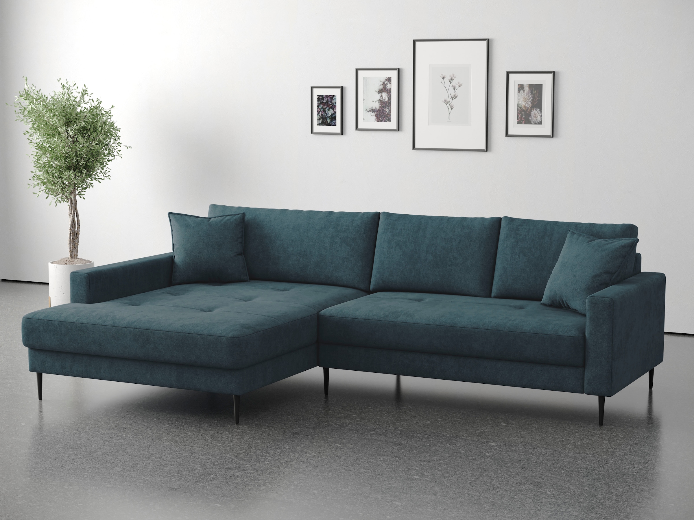 Trends by HG Ecksofa »Summer L-Form, B: 280cm, in Cord & Struktur« wahlweise mit Kopfstützen, schwarze Metallfüße