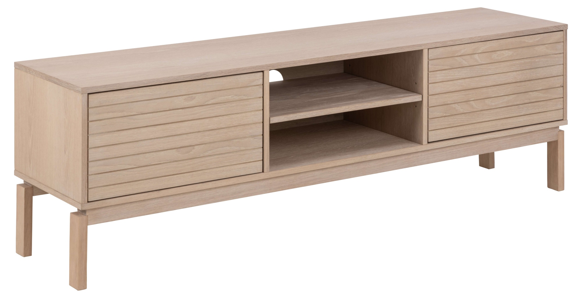 ACTONA GROUP TV-Schrank »Linley TV-Tisch, Lowboard, Fernsehtisch,«, Eichenfurnier, 2 Türen, 2 Einlegeböden, Lamellenfront, B: 160cm