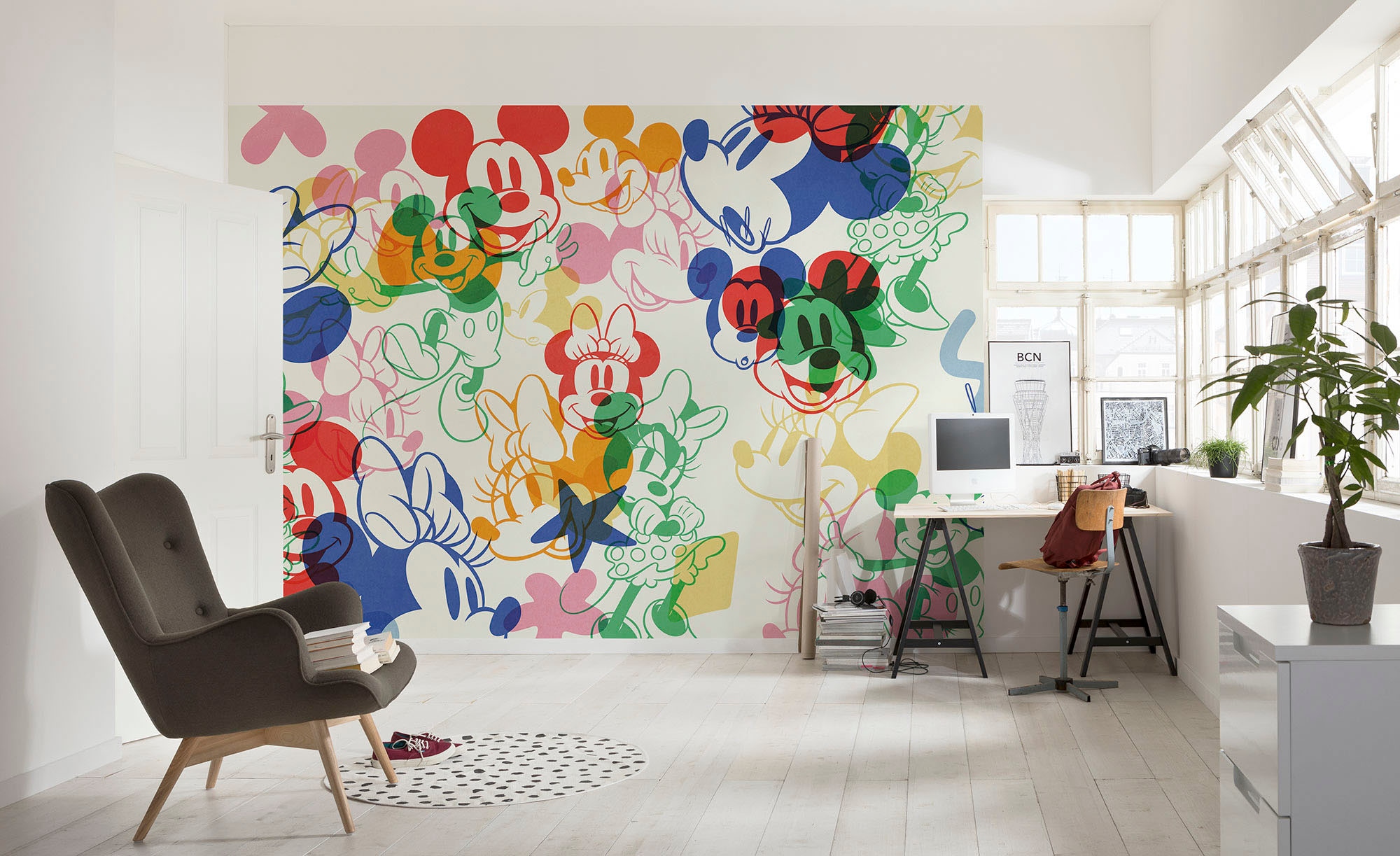 Komar Fototapete "Digitaldruck Vlies - Mickey and Minnie Mixture - Größe 400 x 250 cm" bedruckt glatt Kinderzimmer