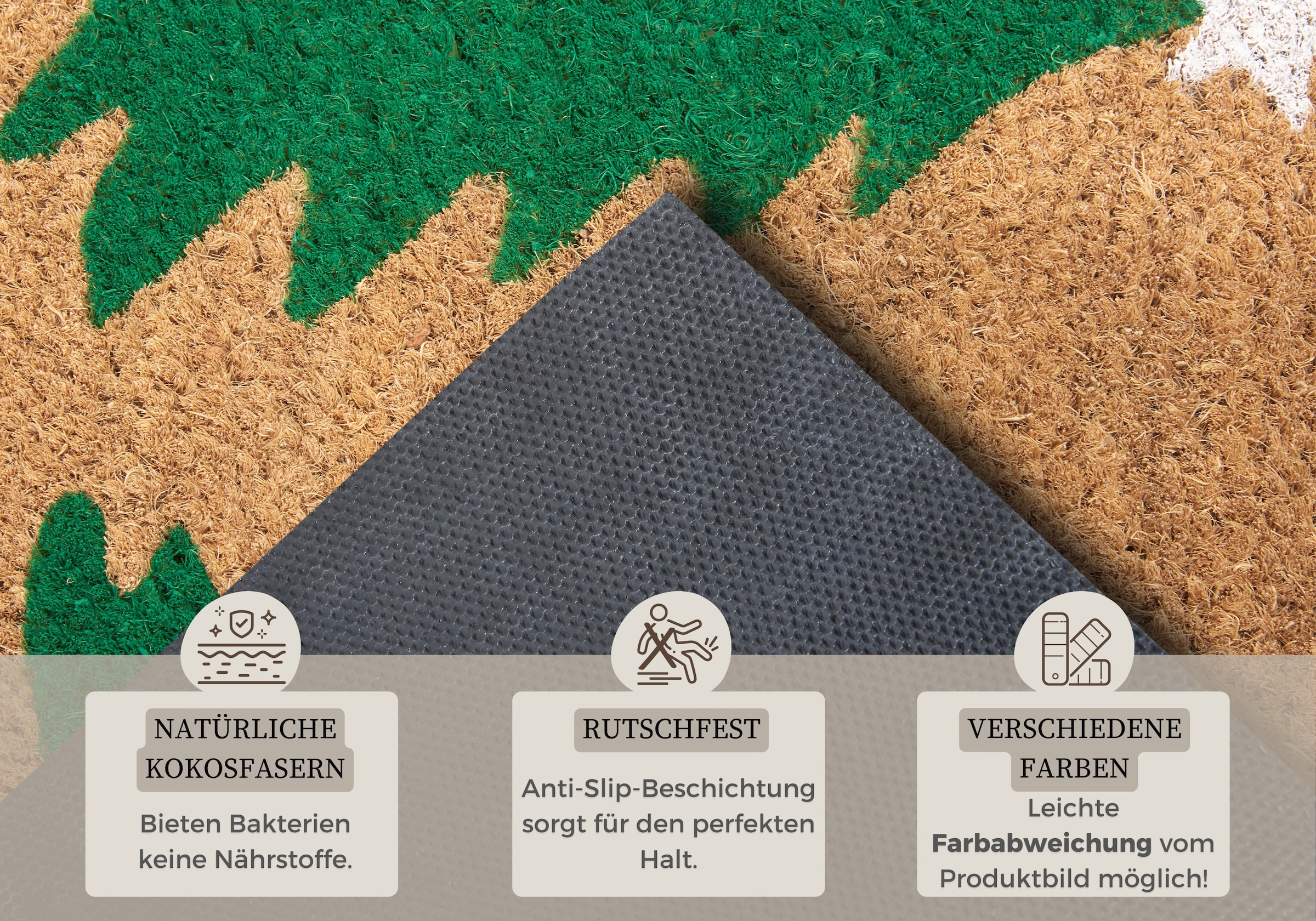 HANSE Home Fußmatte »Mix Mats Kokos Decorated Pine Trees«, rechteckig, 15 mm Höhe, Weihnachten, Schmutzfangmatte, Outdoor, Rutschfest, Innen, Kokosmatte