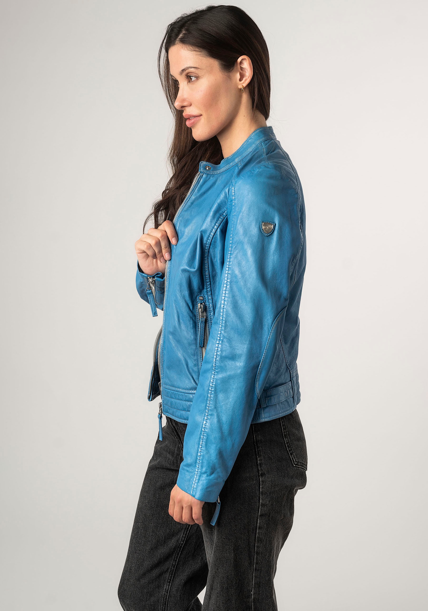 Mauritius Lederjacke »MWFilla«, mit kleinem Stehkragen