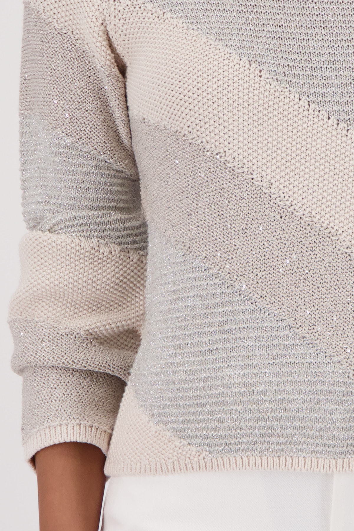 Monari Strickpullover »Pullover Materialmix« Regular fit mit Glanzdetails